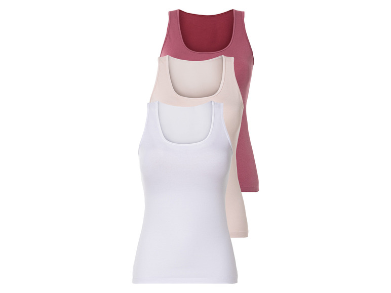 esmara 3 dames hemden (S (36/38), Wit/rood/roze)
