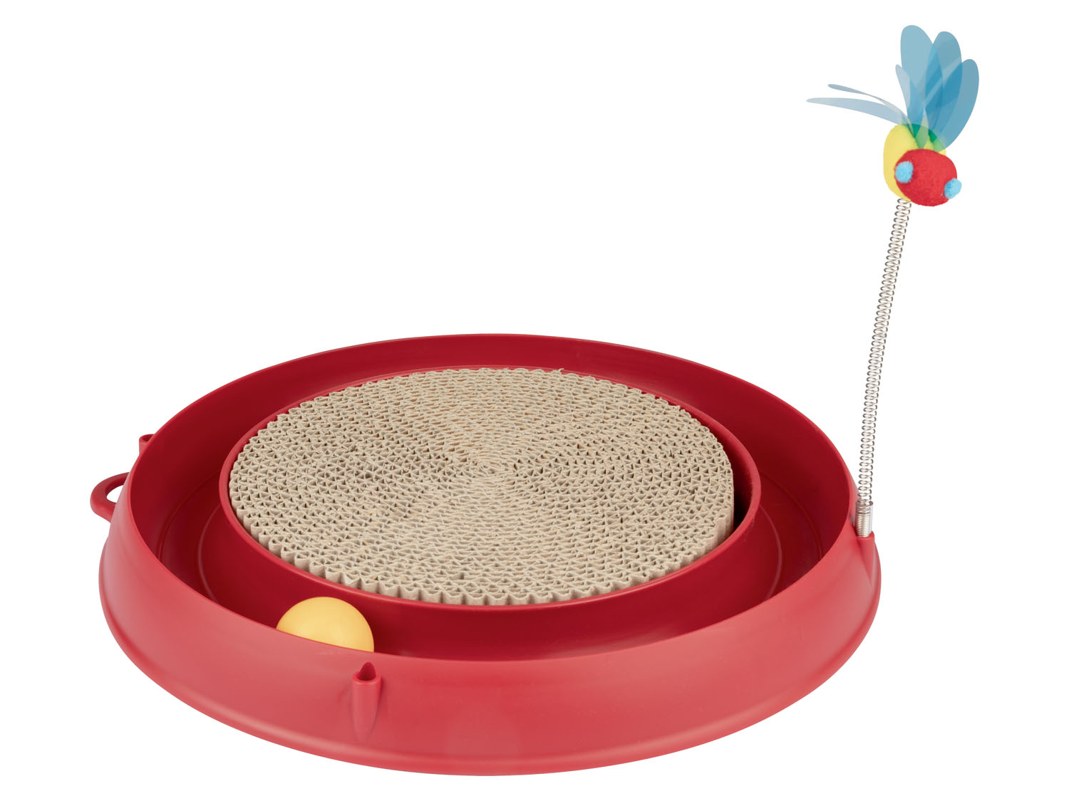 Catit 3-in-1 kattenspeeltje met bal en beweegbare pin (Rood)