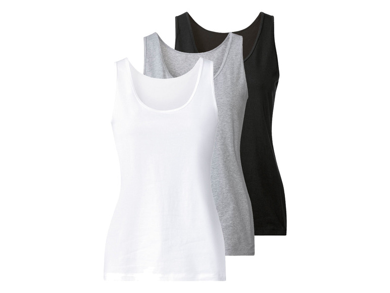 esmara 3 dames onderhemden (L (44/46), Zwart/grijs/wit)