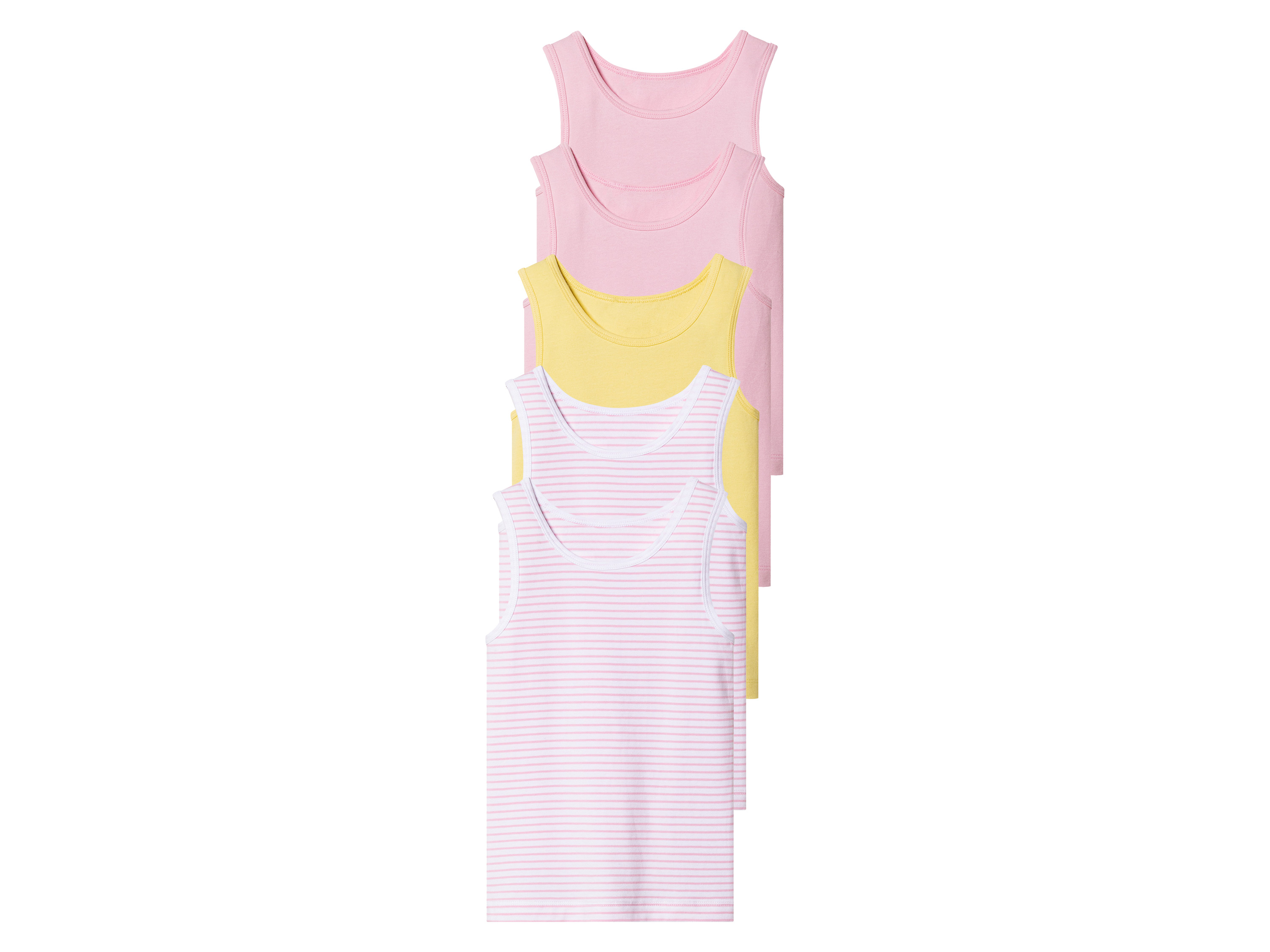 lupilu 5 onderhemden voor meisjes (122/128, Roze/wit/geel)
