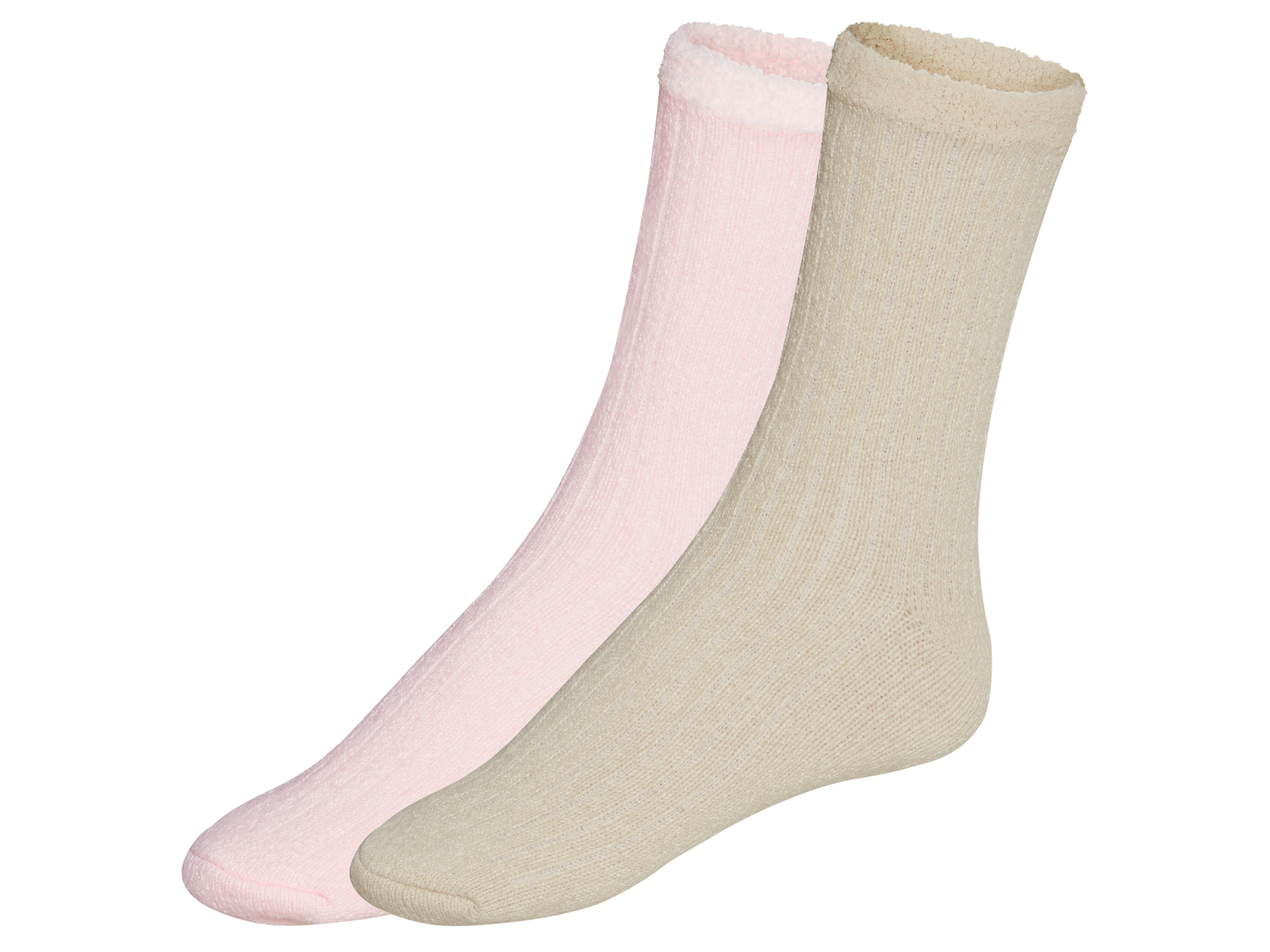 esmara 2 paar dames huissokken (35-38, Beige/lichtroze)