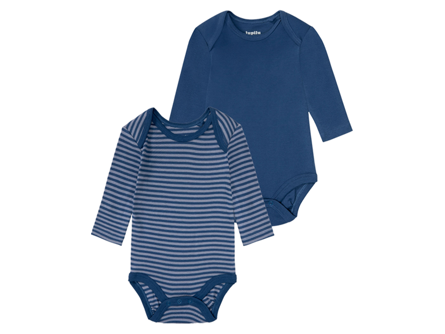 lupilu Body&apos;s voor babyjongens, set van 2, van bio-katoen (62-68, ringetje/marineblauw)