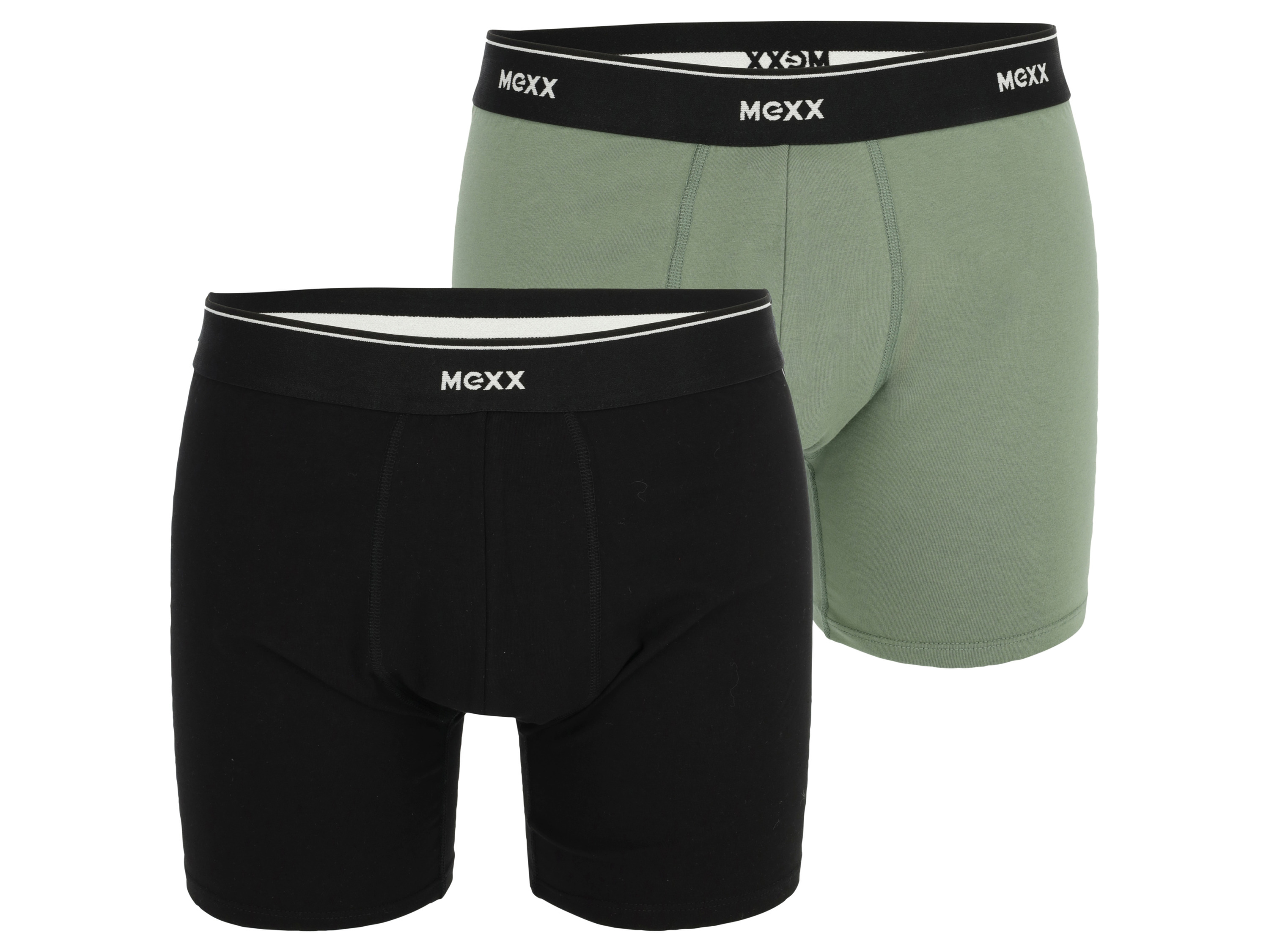 MEXX 2 heren boxers (L, Zwart/groen)