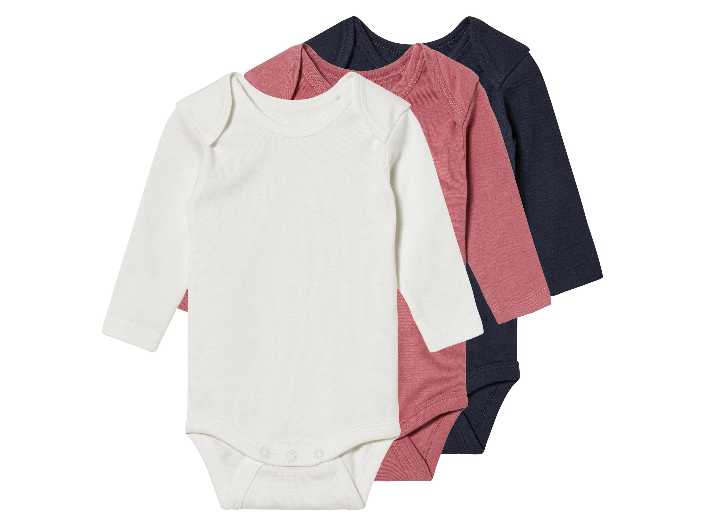 lupilu 3 baby rompers (50/56, roze/beige)