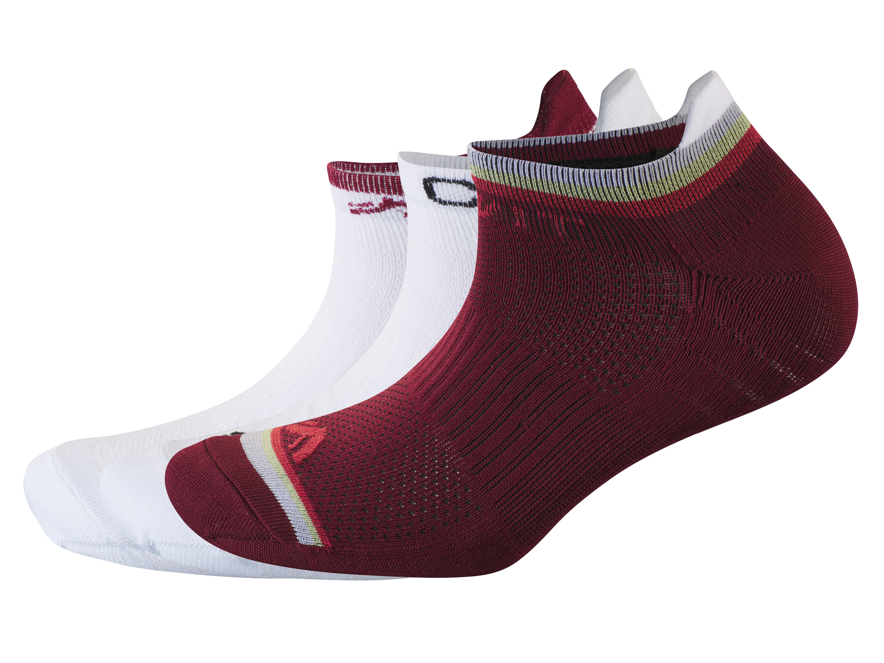 CRIVIT 5 paar dames sport-sneakersokken (37/38, Bordeaux/wit)