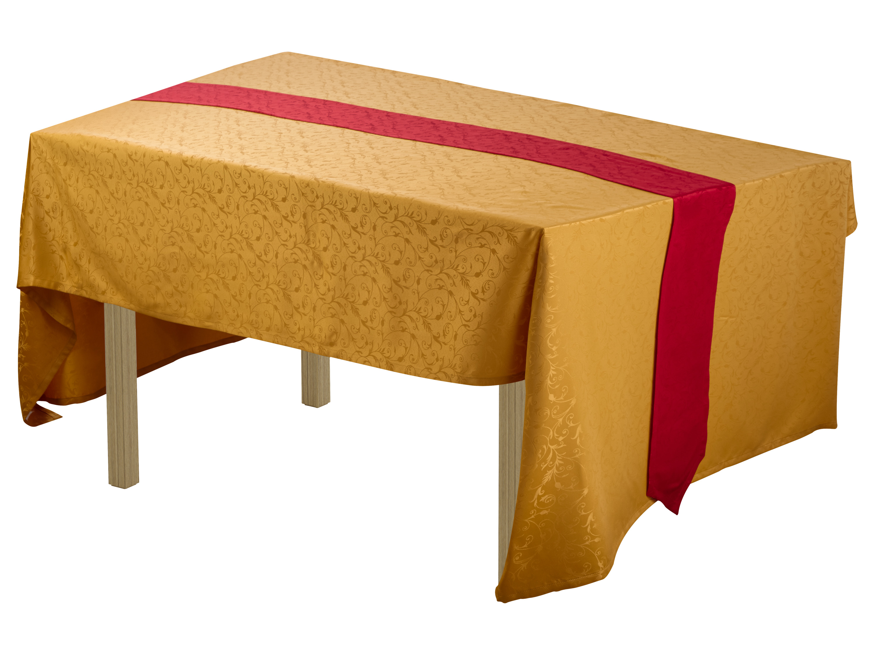 LIVARNO home Jacquard tafelkleed, 2-delig (eckig (150x280cm + 20x280cm), Goud/rood)