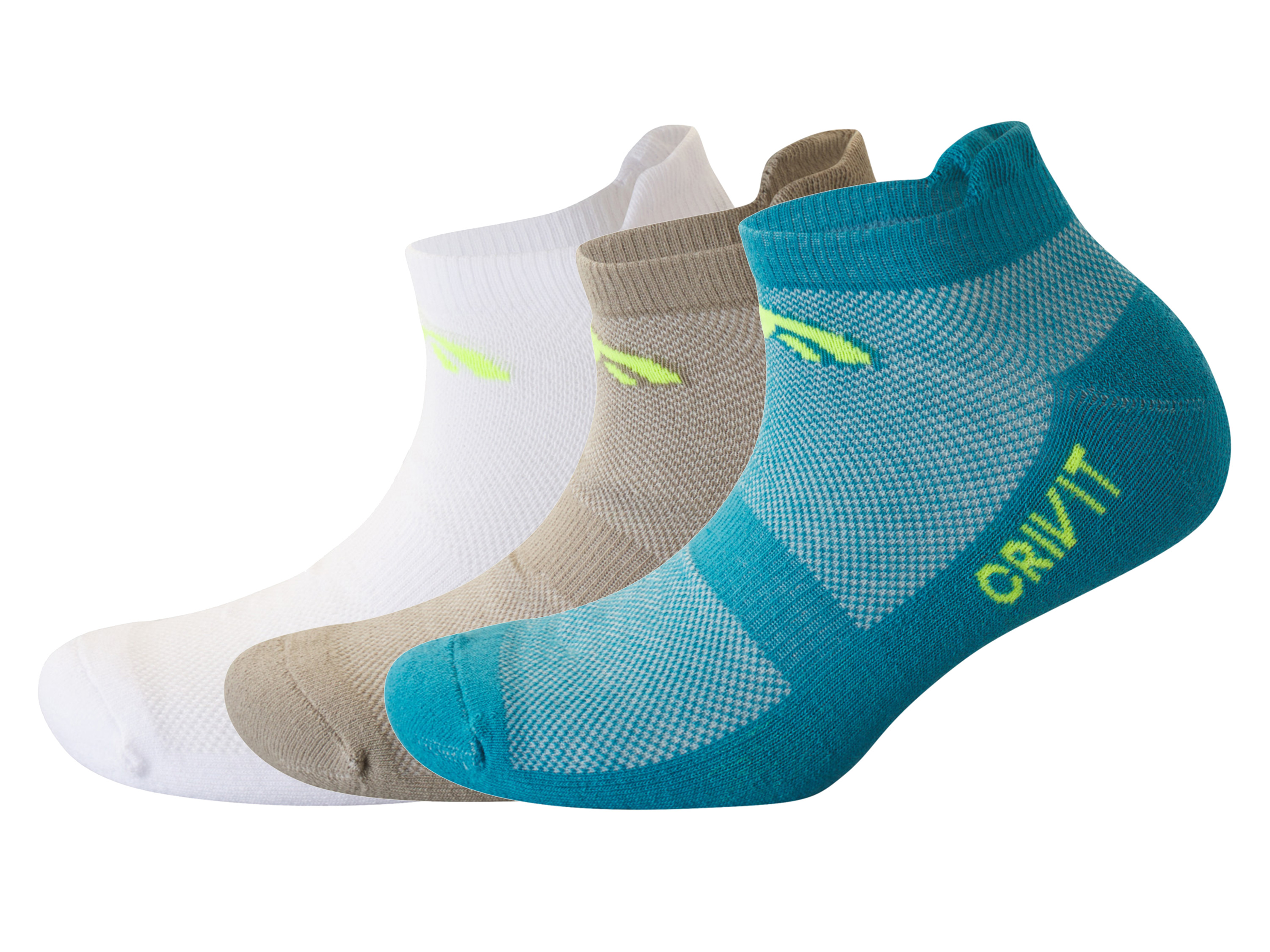 CRIVIT 3 paar heren sport-sneakersokken (39/40, Blauw/Olijf/Wit)