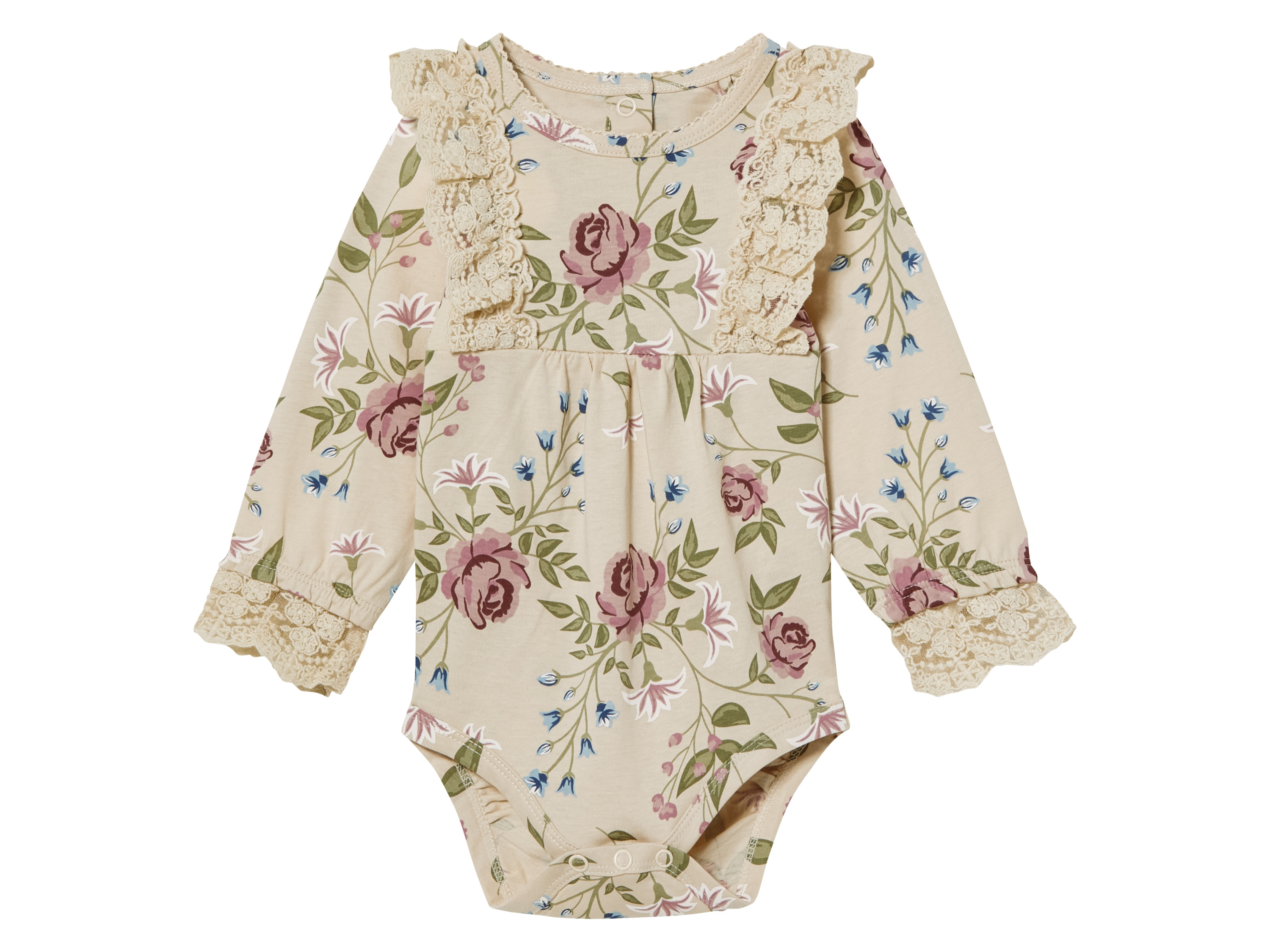 lupilu Baby romper (50/56, Bloemen/beige)