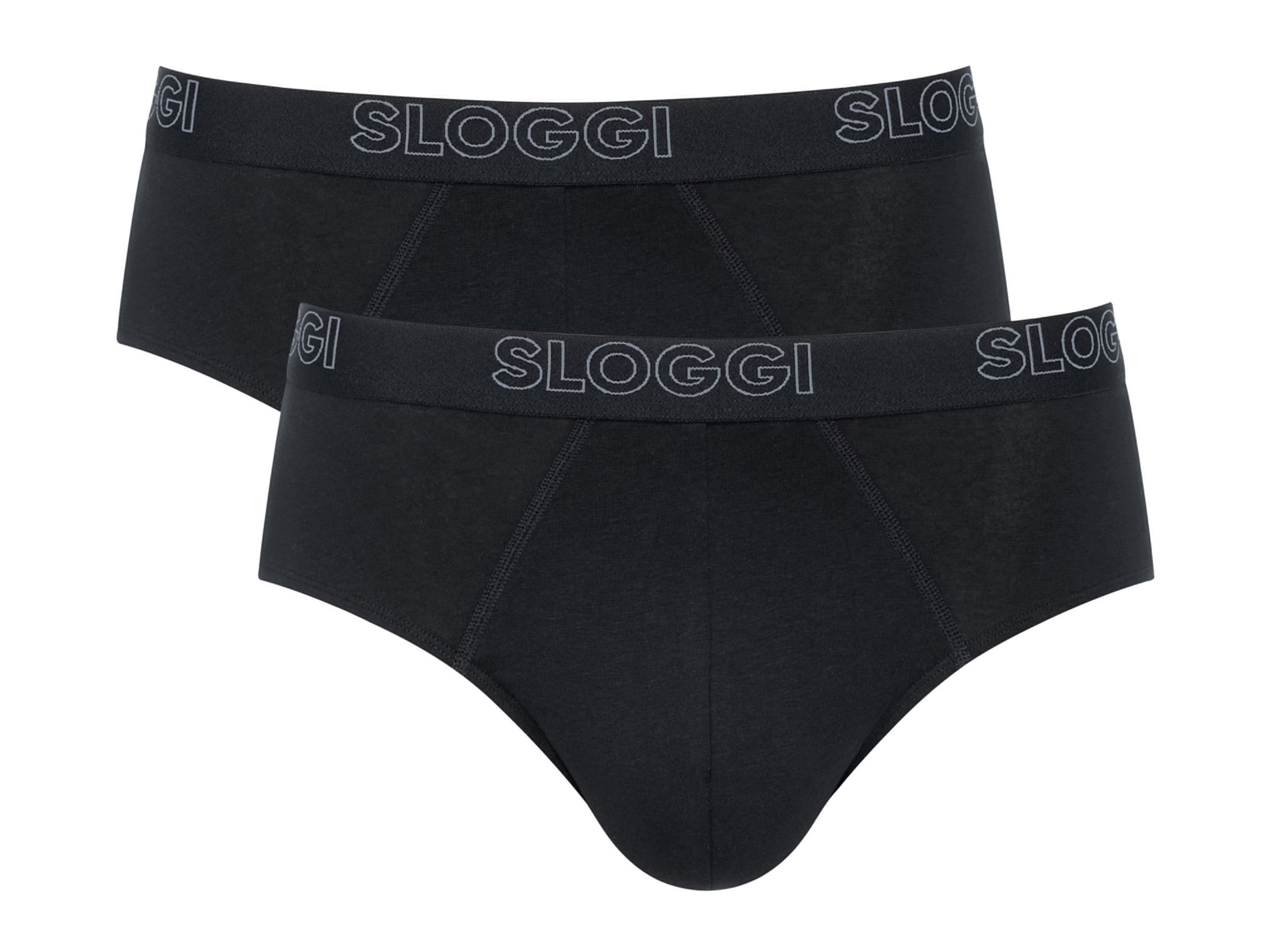 Sloggi 2 heren boxers of slips (Slip, M, Zwart)