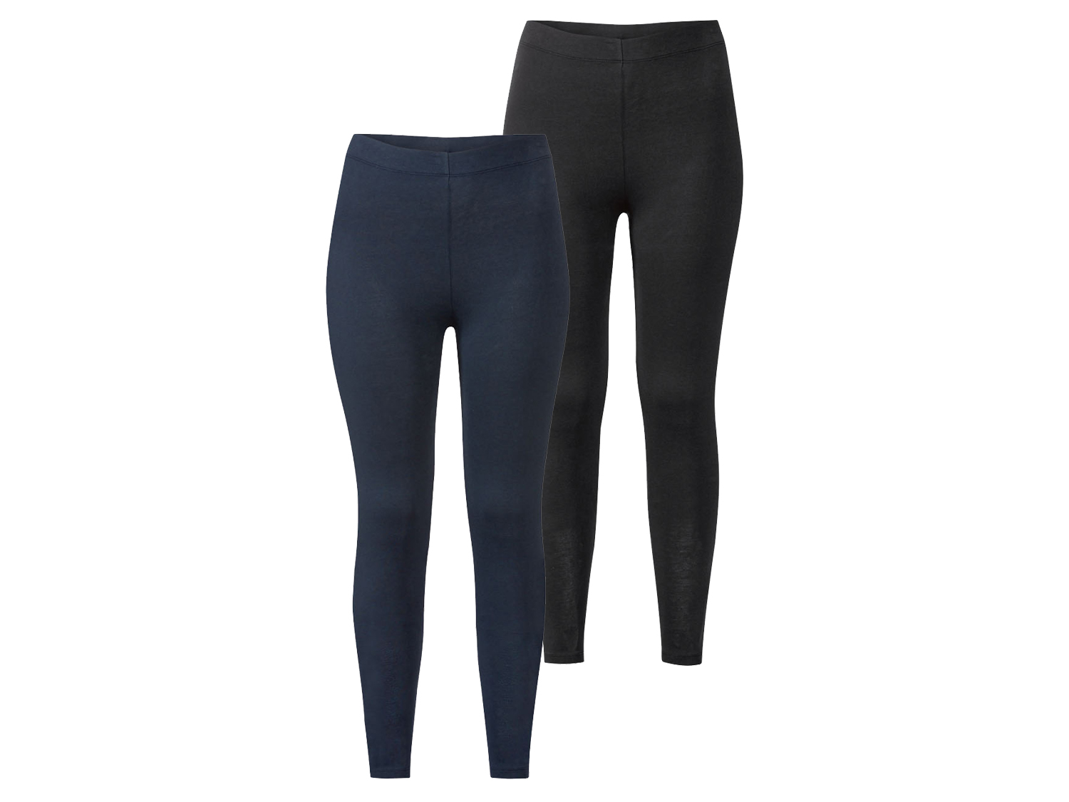 esmara Damesleggings, 2 stuks, met hoog katoenaandeel (XS (32/34), Zwart/marineblauw)