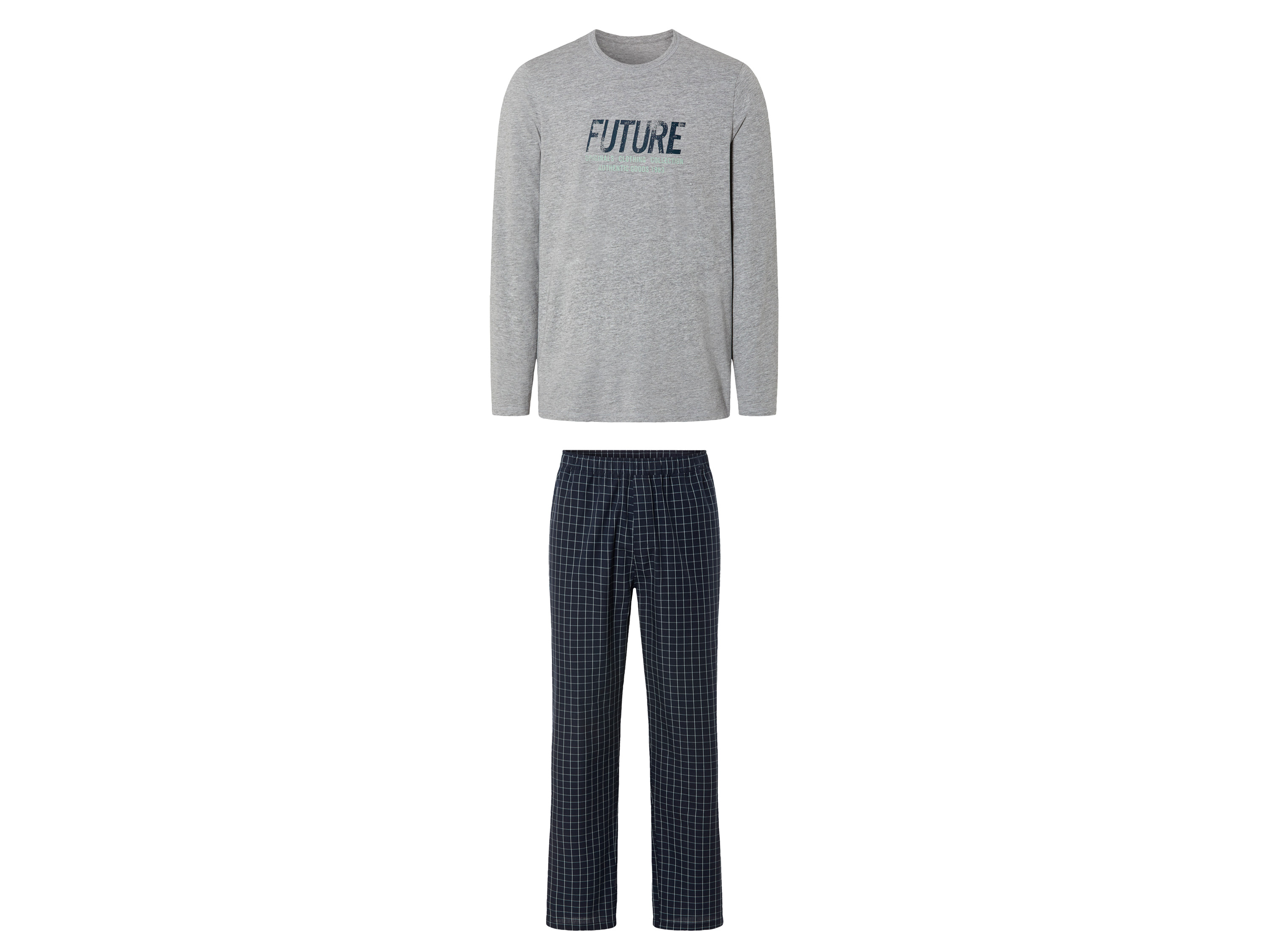 LIVERGY Heren pyjama (S (44-46), Grijs/geruit)