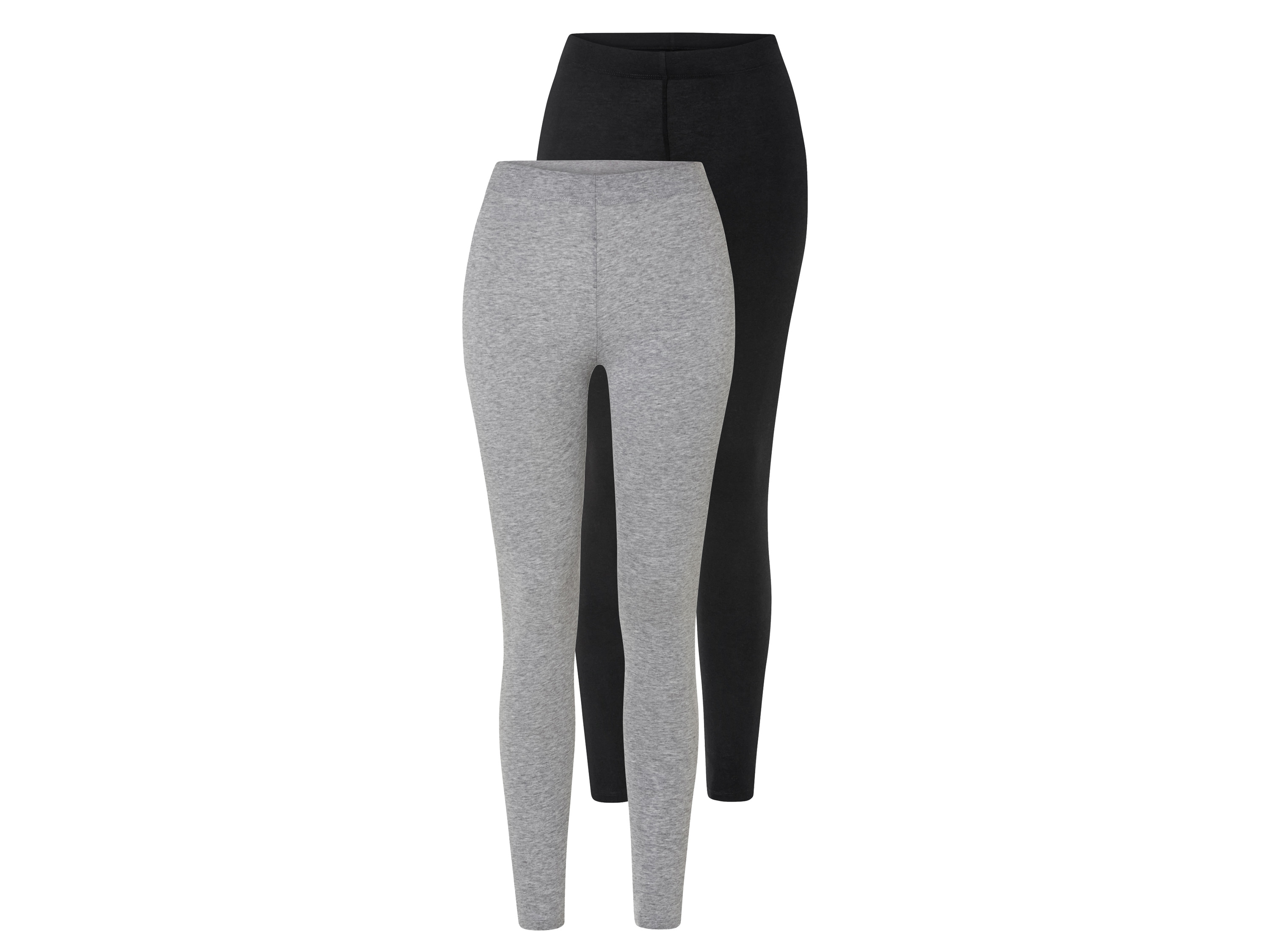 esmara 2 dames leggings (M (40/42), Zwart/grijs)