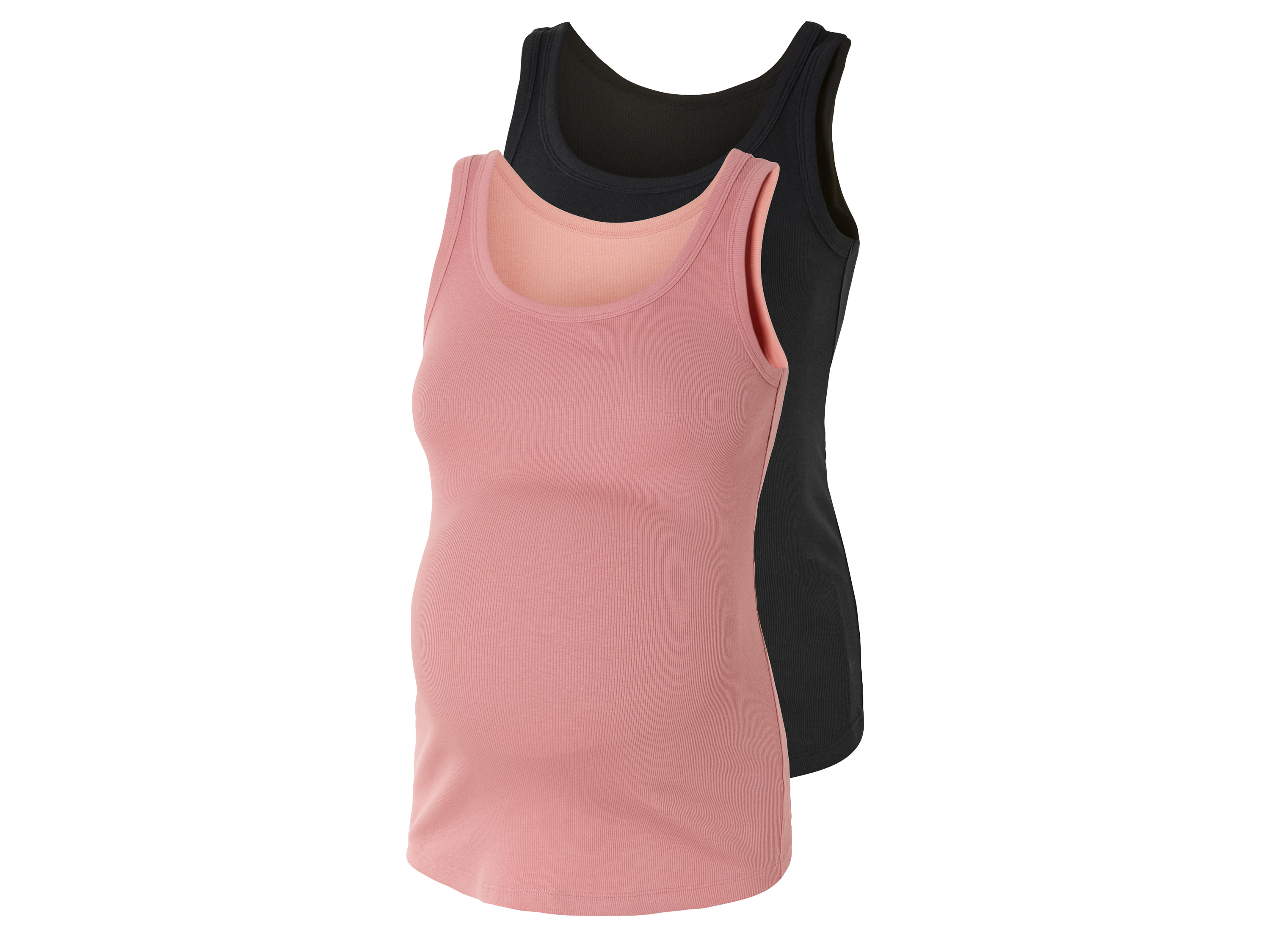 esmara 2 geribbelde dames-zwangerschapstops (Zwart/roze, XL (48/50))