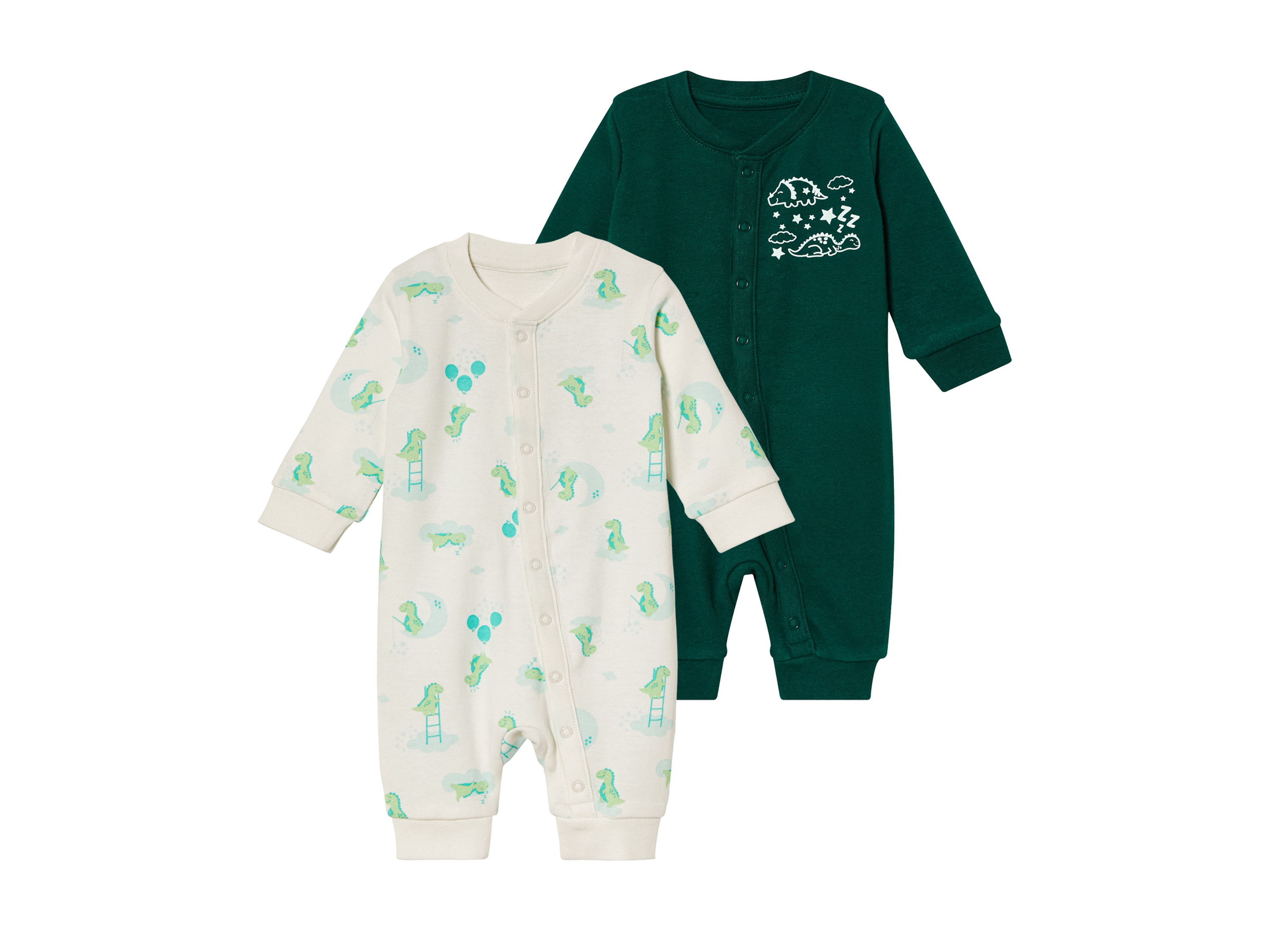 lupilu 2 baby pyjama&apos;s (Wit/groen, 86/92)