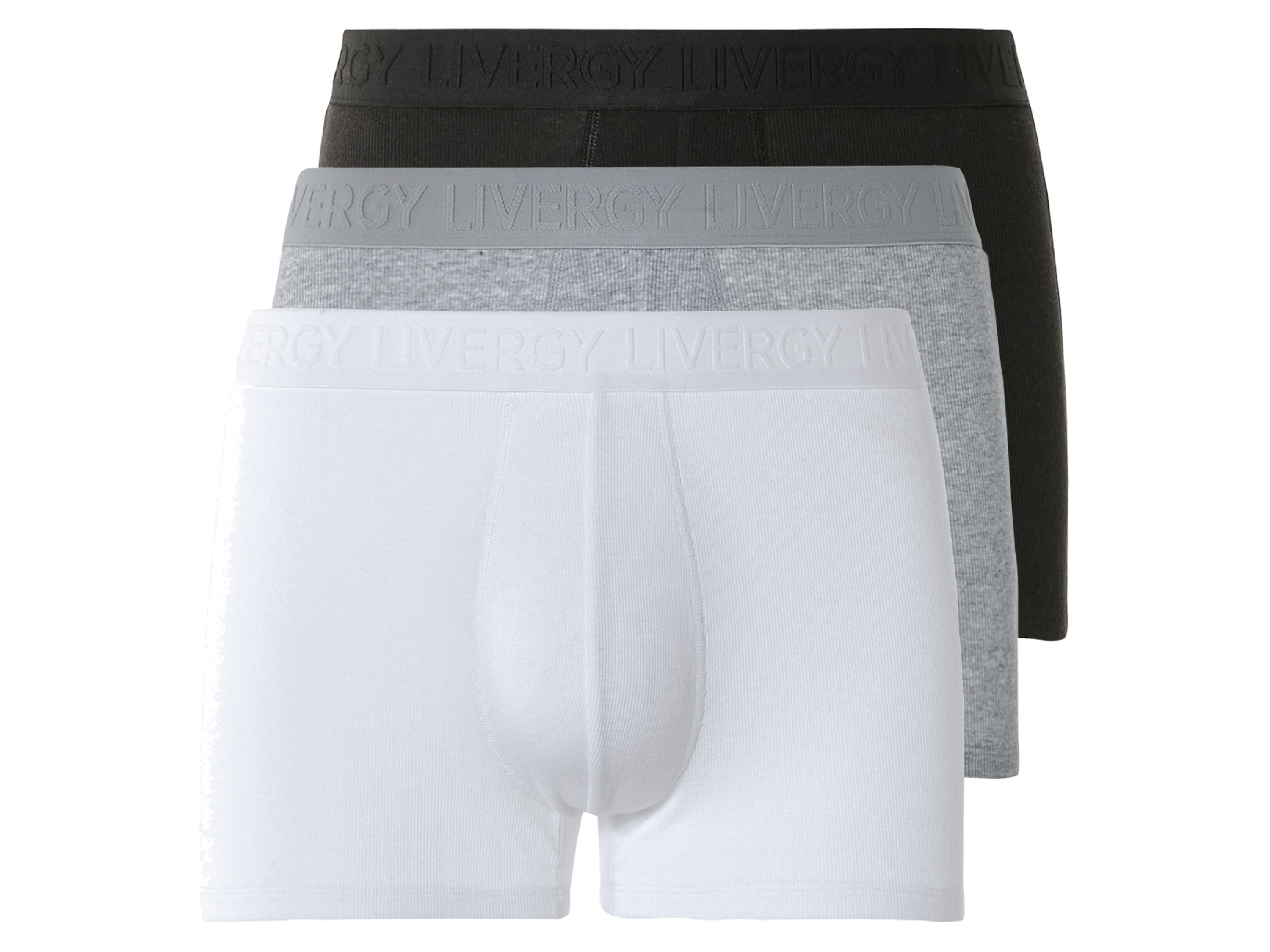 LIVERGY 3 heren boxers (L, Zwart/grijs/wit)