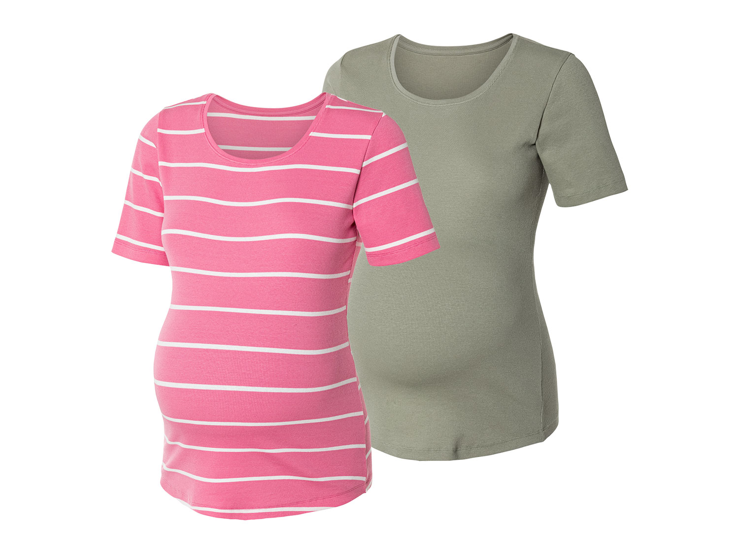 esmara 2 dames zwangerschapsshirts (XL (48/50), Olijfgroen/roze)