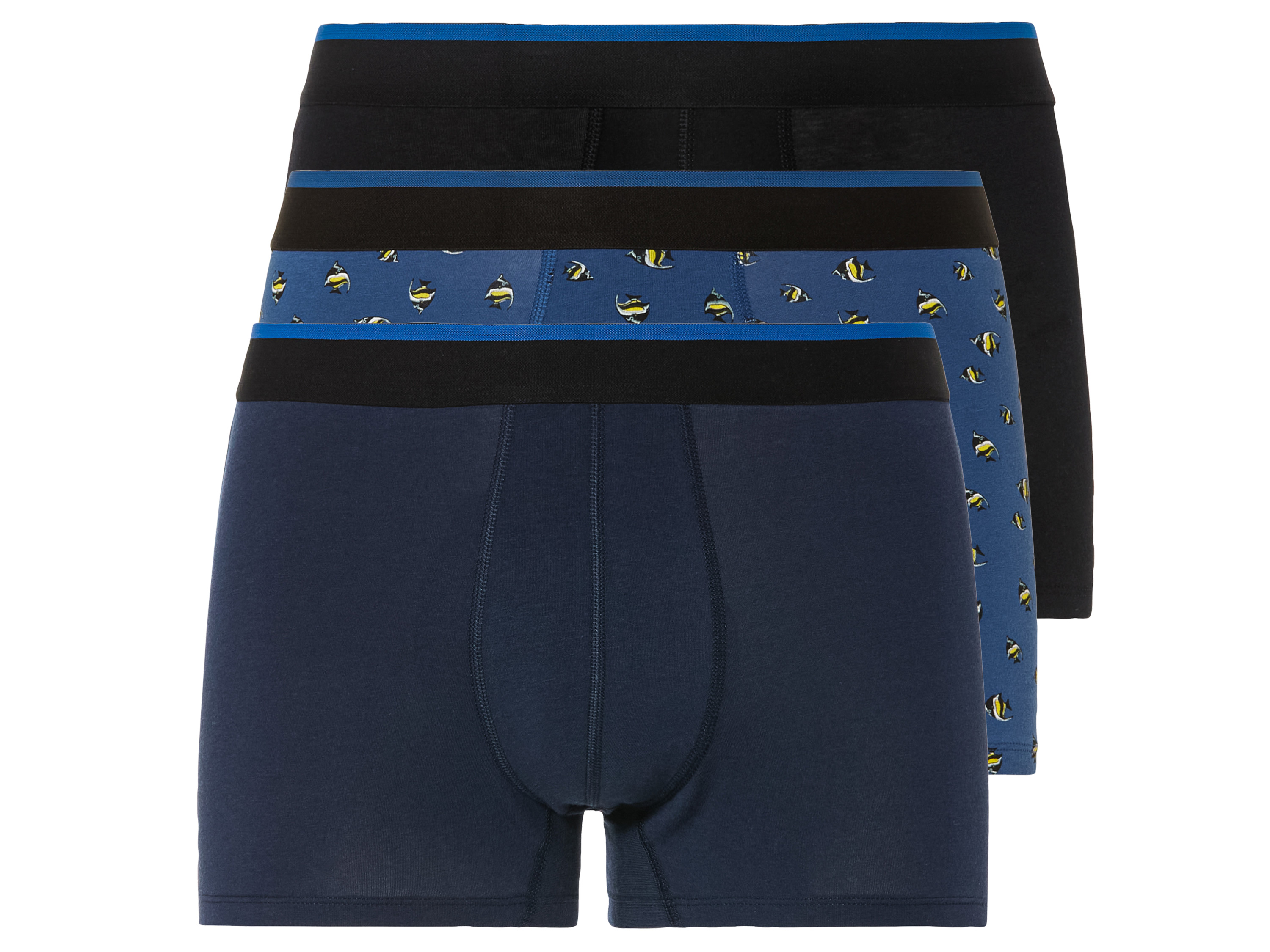 LIVERGY 3 paar herenboxers (L, Vis/zwart/marine)