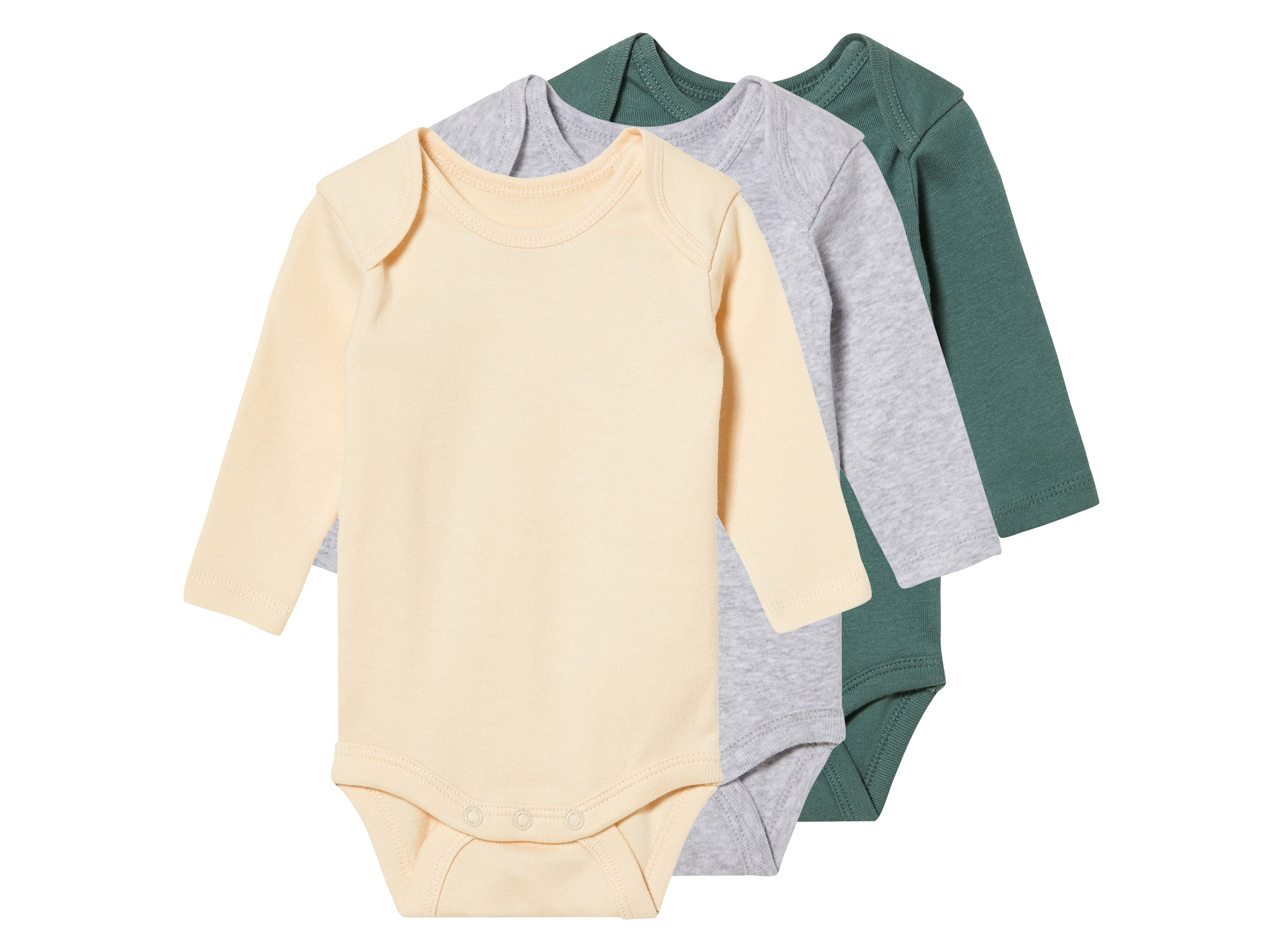 lupilu 3 baby rompers (86/92, Wit/groen)