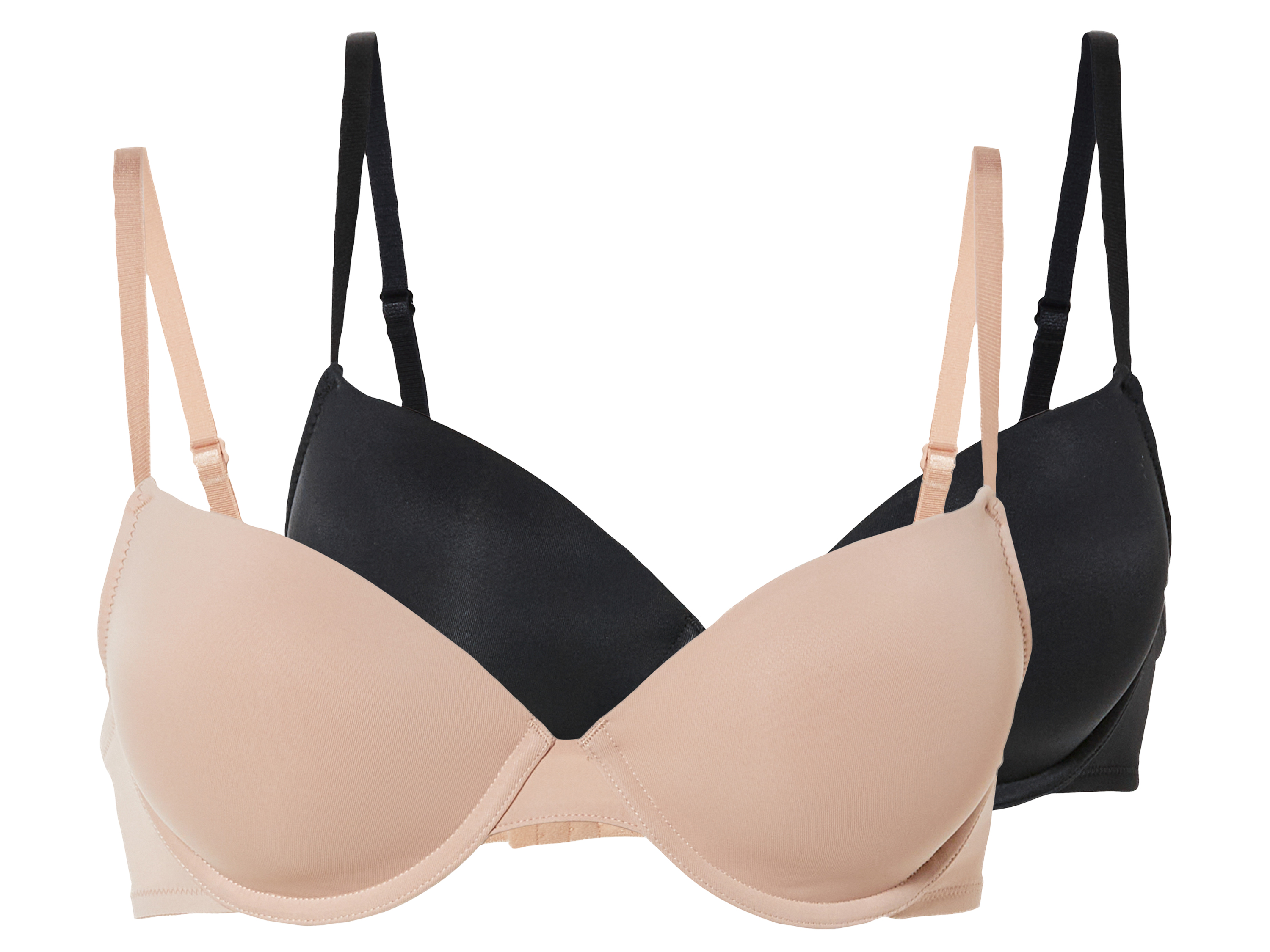 esmara 2 dames-beugel-bh&apos;s (85C, Zwart/beige)