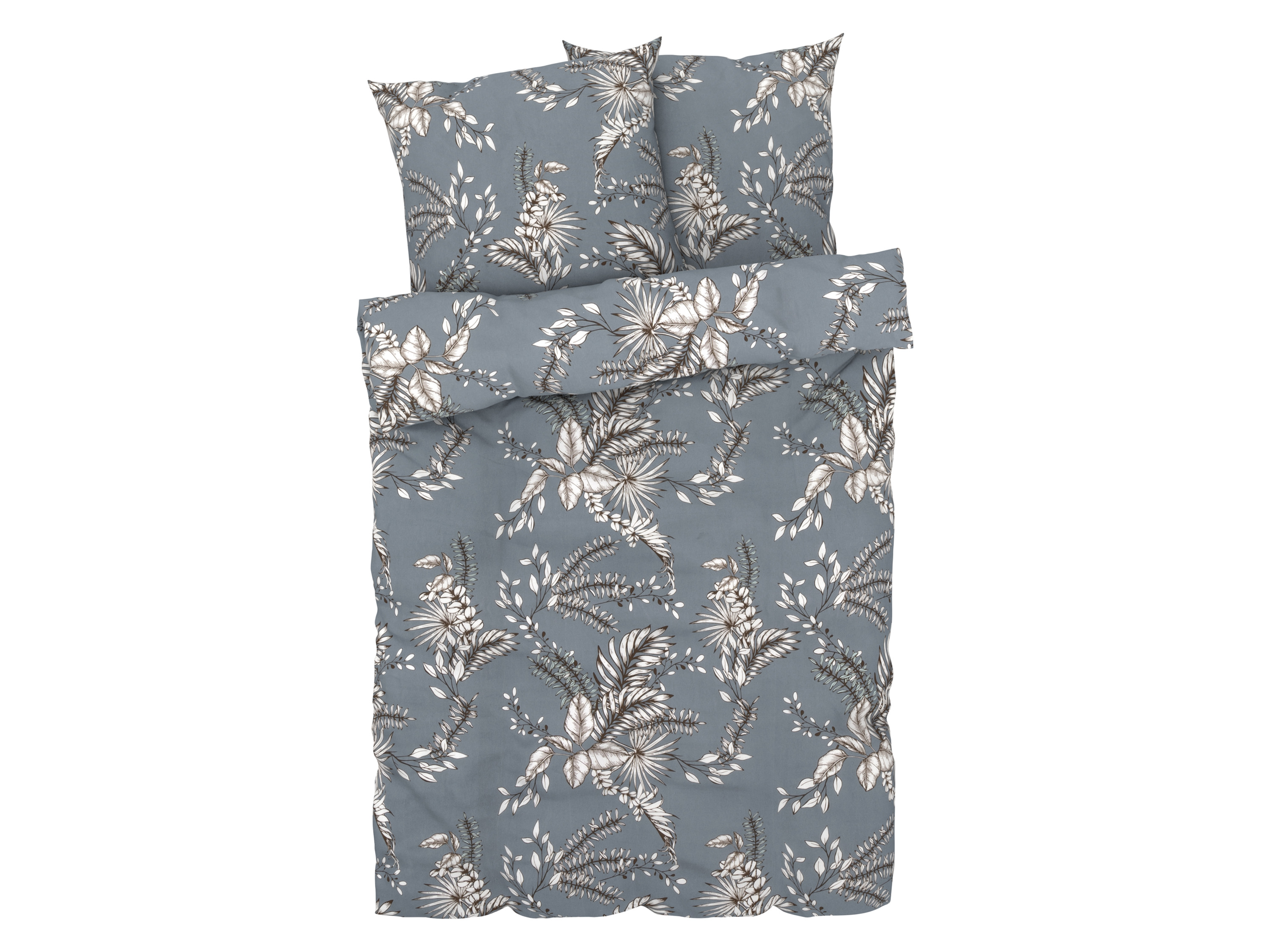 LIVARNO home Renforcé omkeerbaar beddengoed 240 x 220 cm (Bloemen/wit/blauw)