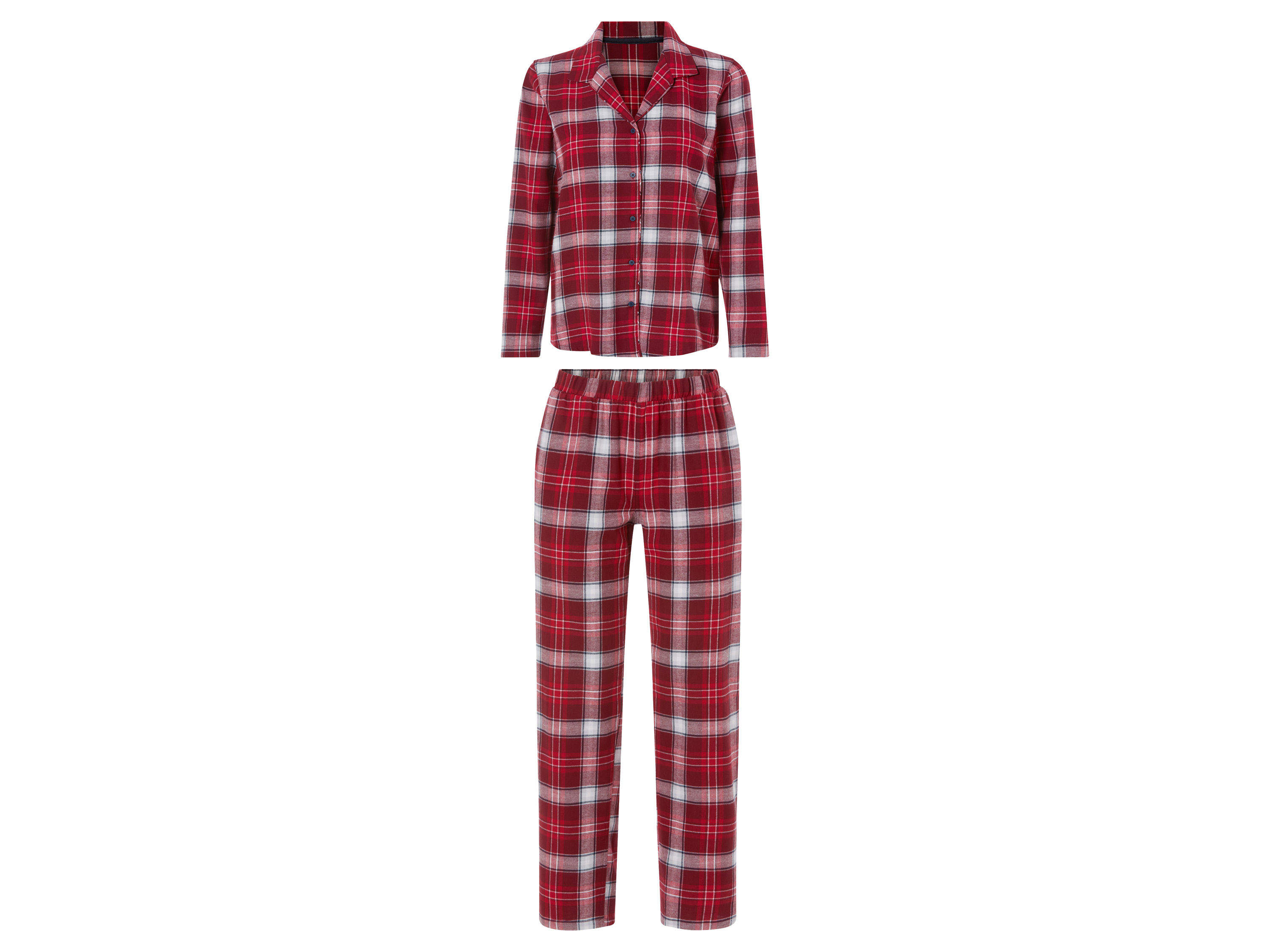 esmara Flanellen dames pyjama (XS (32/34), Rood)