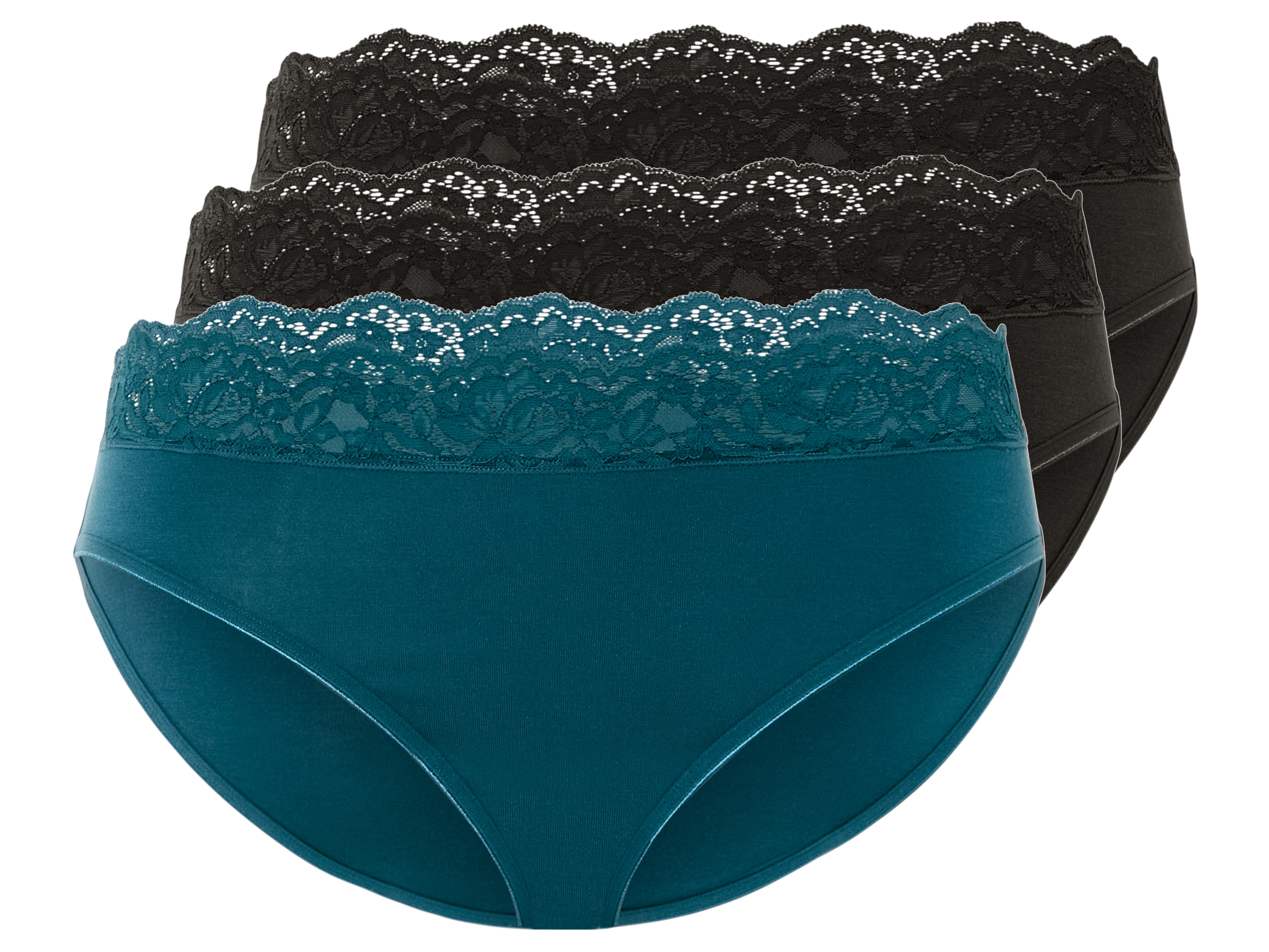 esmara 3 damesslips (S (36-38), Zwart/blauw)