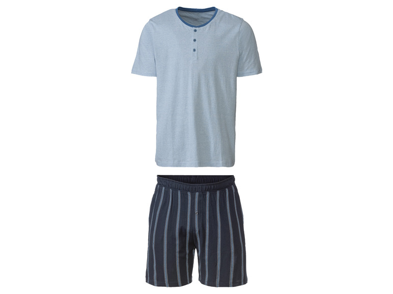Korte heren pyjama (S (44/46), Marine/gestreept/blauw)