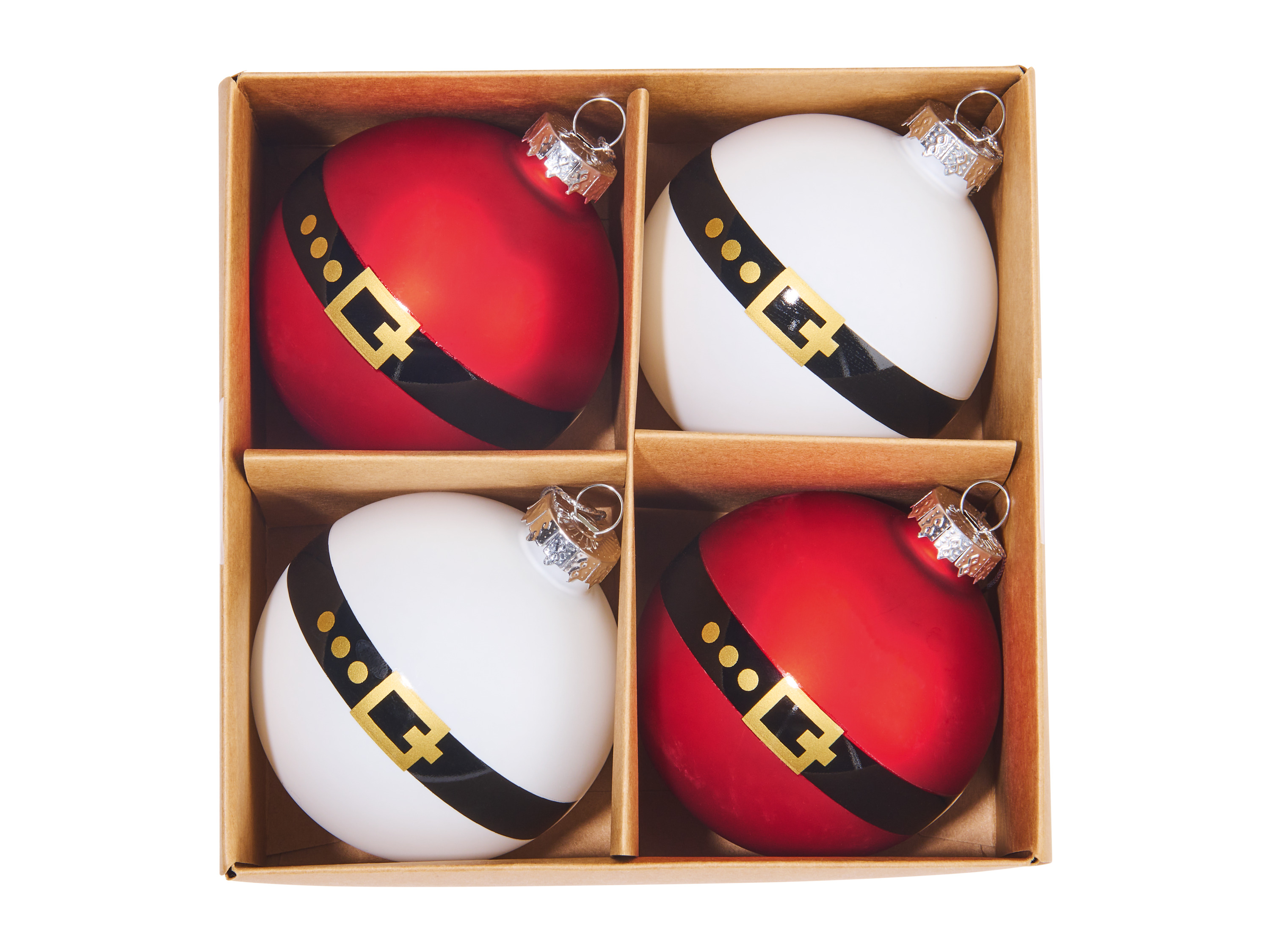 LIVARNO home Kerstboomversiering 4 stuks (Ball Santa riem)