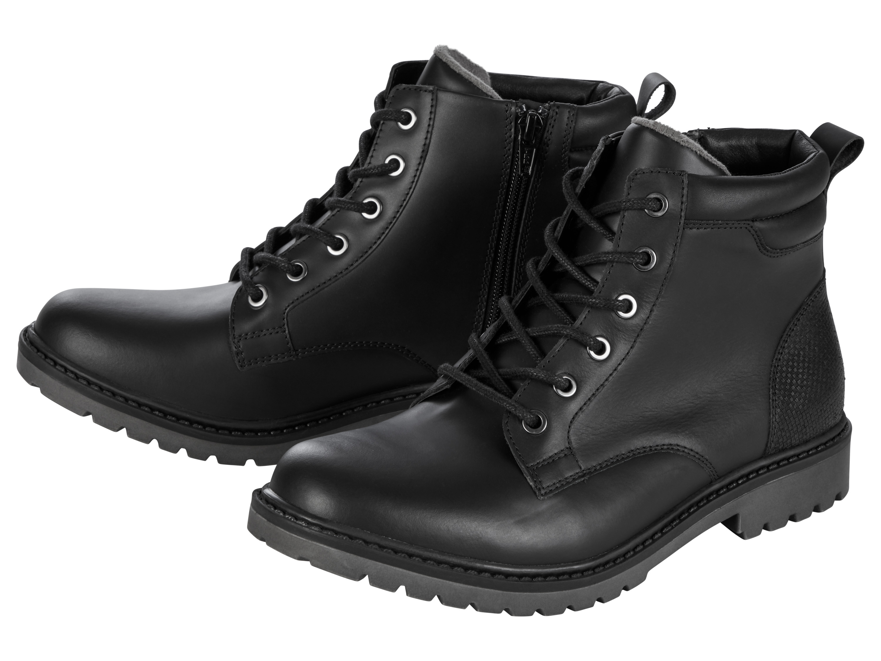 LIVERGY Leren heren schoenen (44, Zwart)