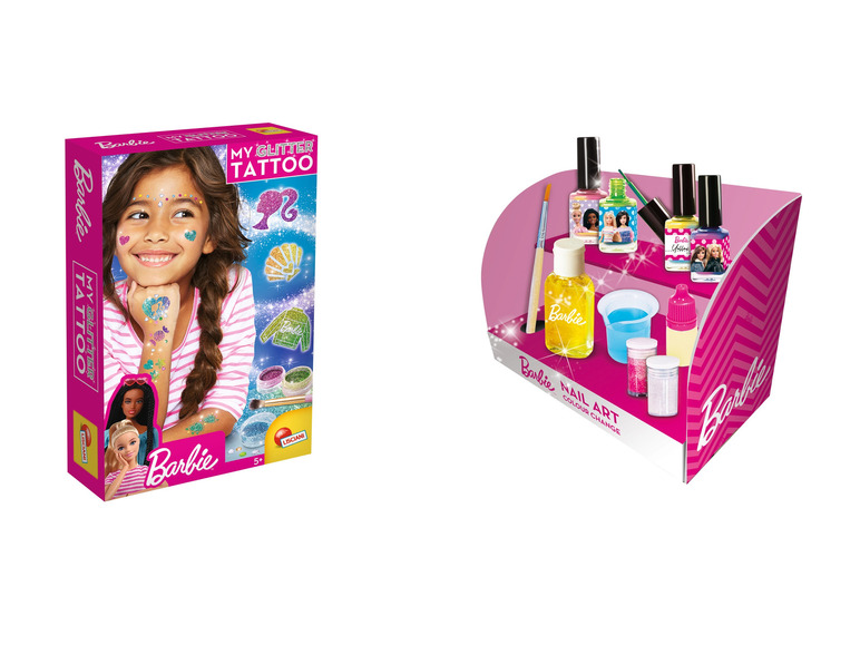 Ga naar volledige schermweergave: Barbie Glitter tattoo of nail art set - afbeelding 1