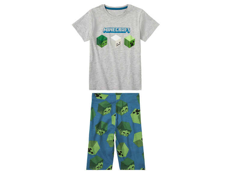 Minecraft Kinder pyjama, single-jersey-kwaliteit (98/104 (2-4 Jaar), Grijs)