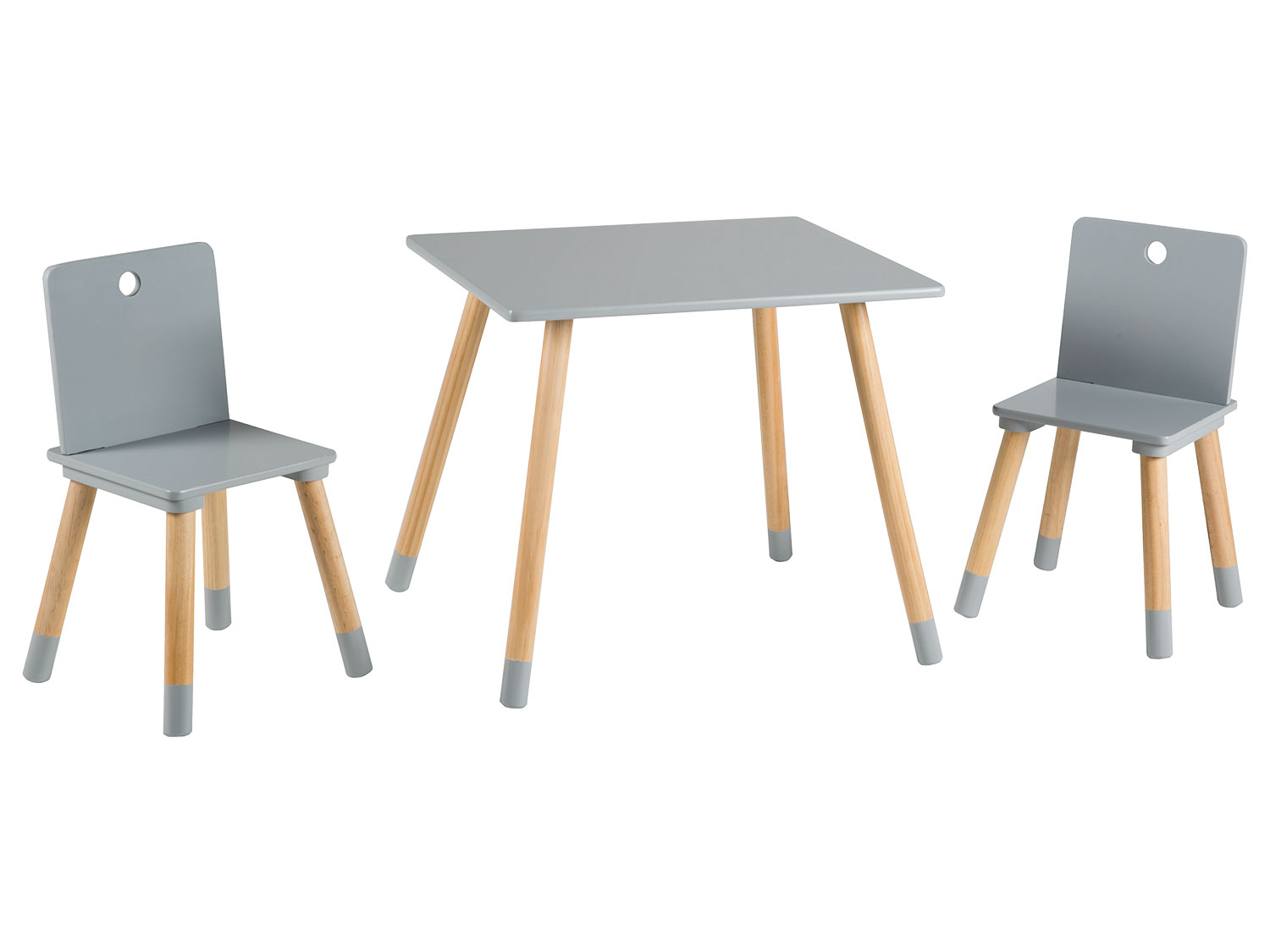 roba Houten kindertafel met 2 stoeltjes (Grijs)