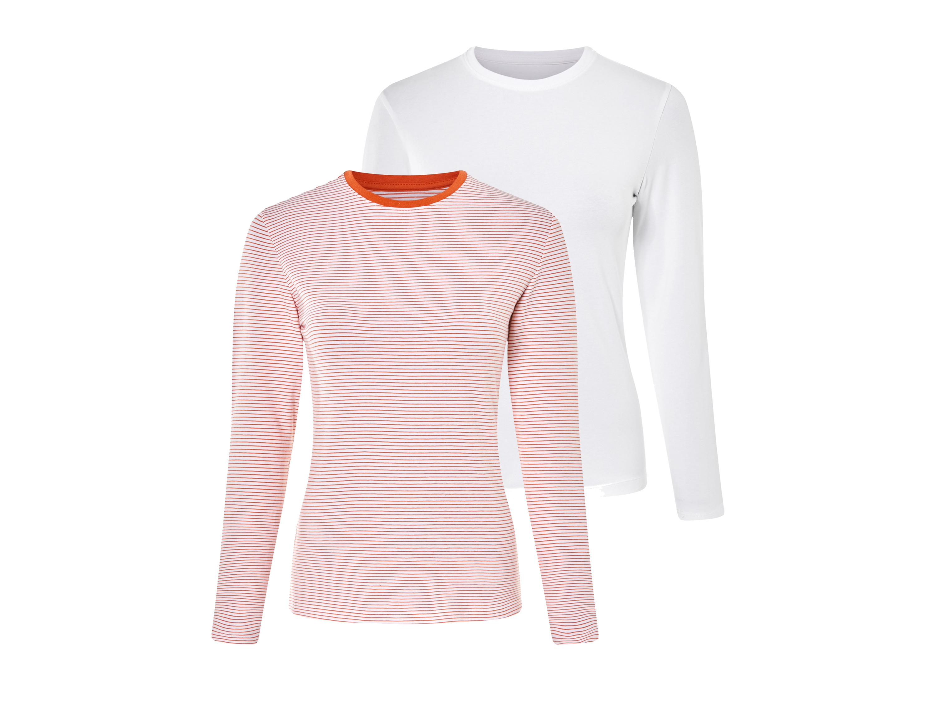 esmara 2 dames shirts (wit/wit oranje gestreept, S(36/38))