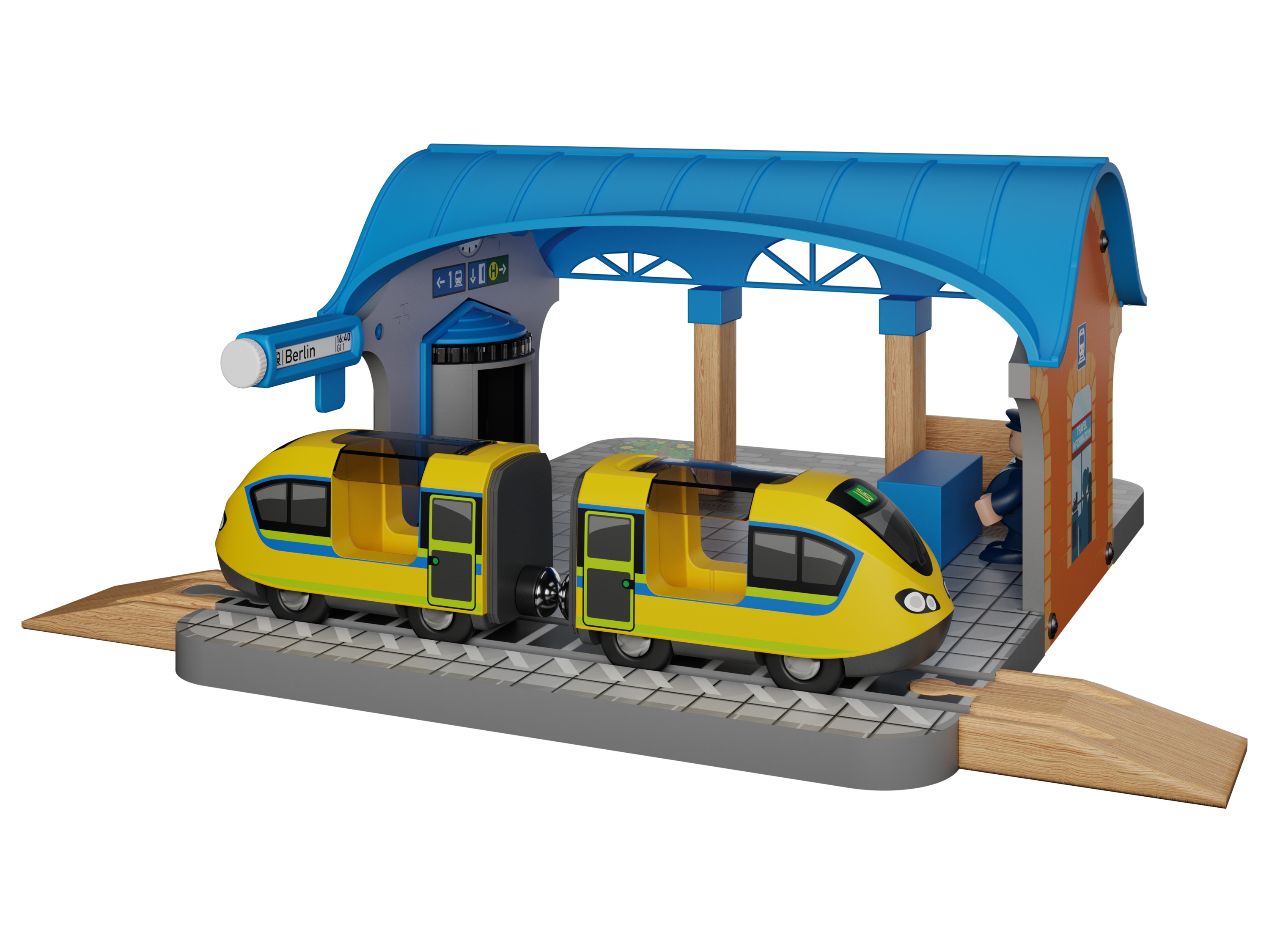 Playtive Houten treinbaan uitbreidingsset (Treinstation-set)