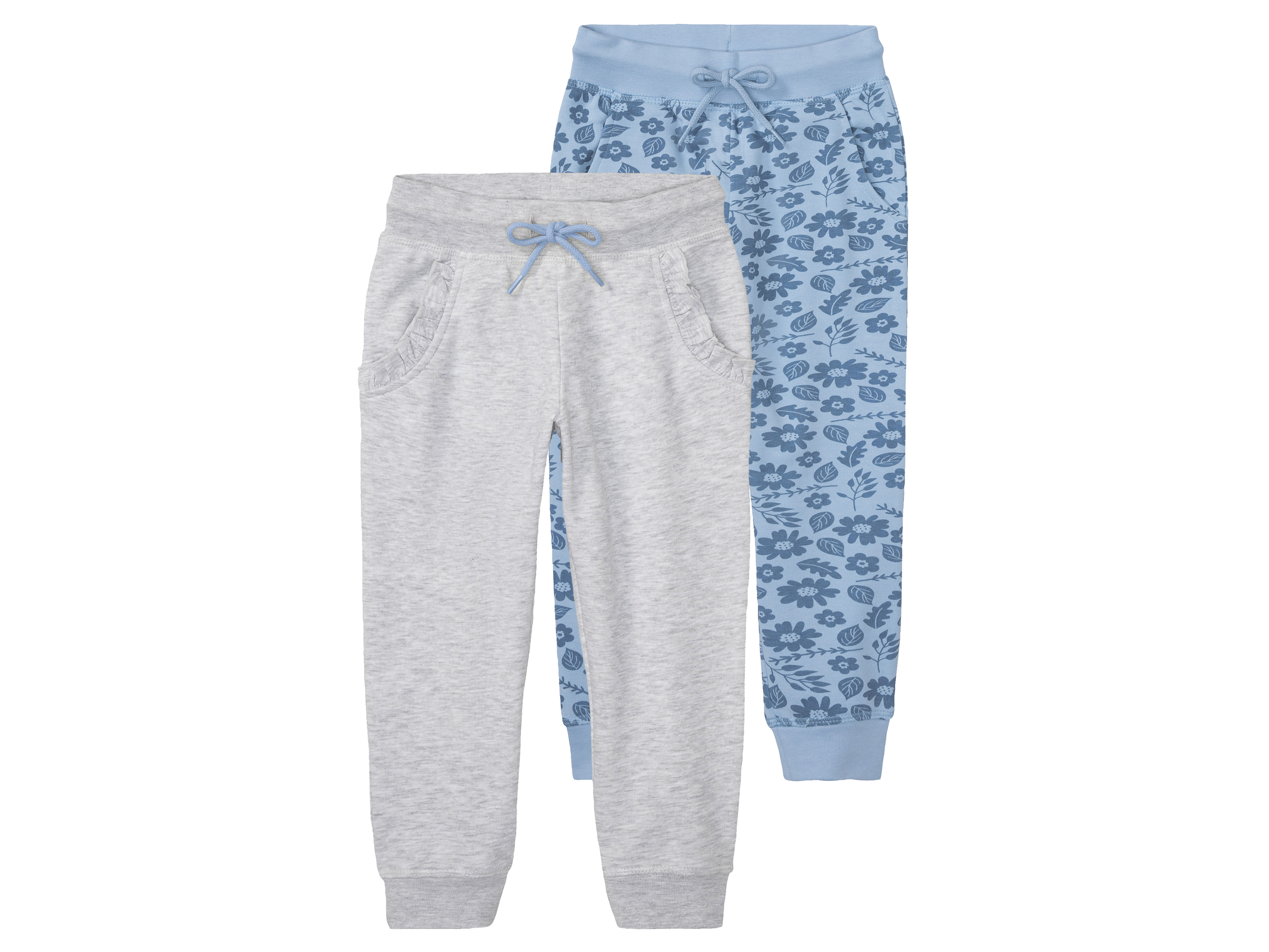 lupilu Peuters meisjes joggingbroek, 2 stuks, met katoen (98/104, Blauw/grijs)