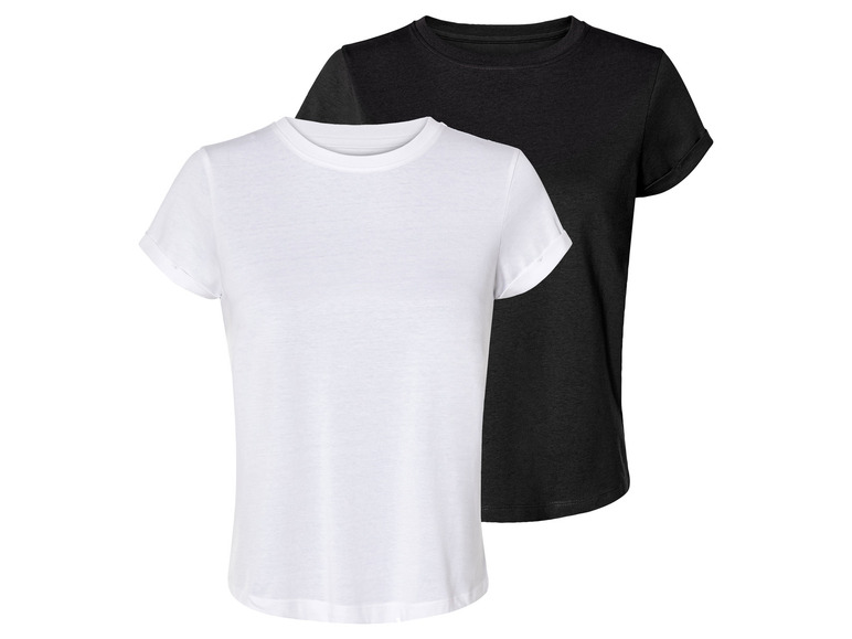 esmara 2 dames-T-shirts (L (44/46), Zwart/wit)