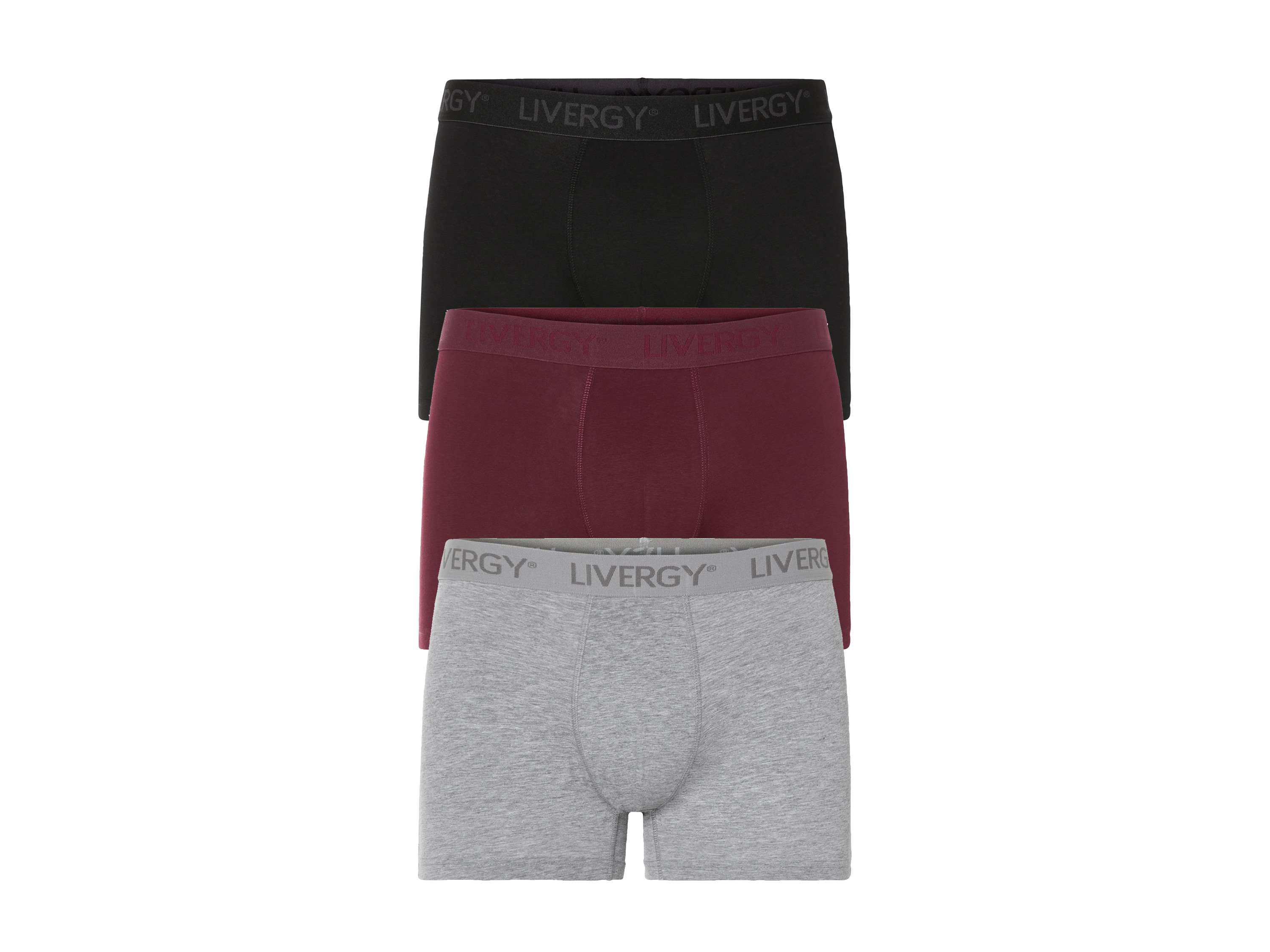 3 heren boxershorts (M, Zwart-grijs-bordeaux)