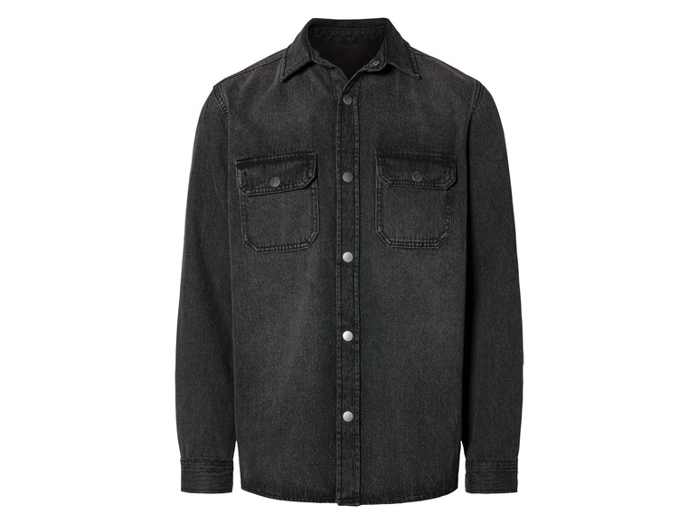 Heren jeanshemd (S (37/38), Zwart)