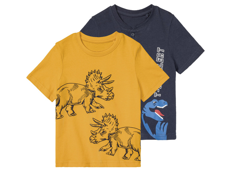 lupilu 2 jongens t-shirts (110/116, Donkerblauw/geel)