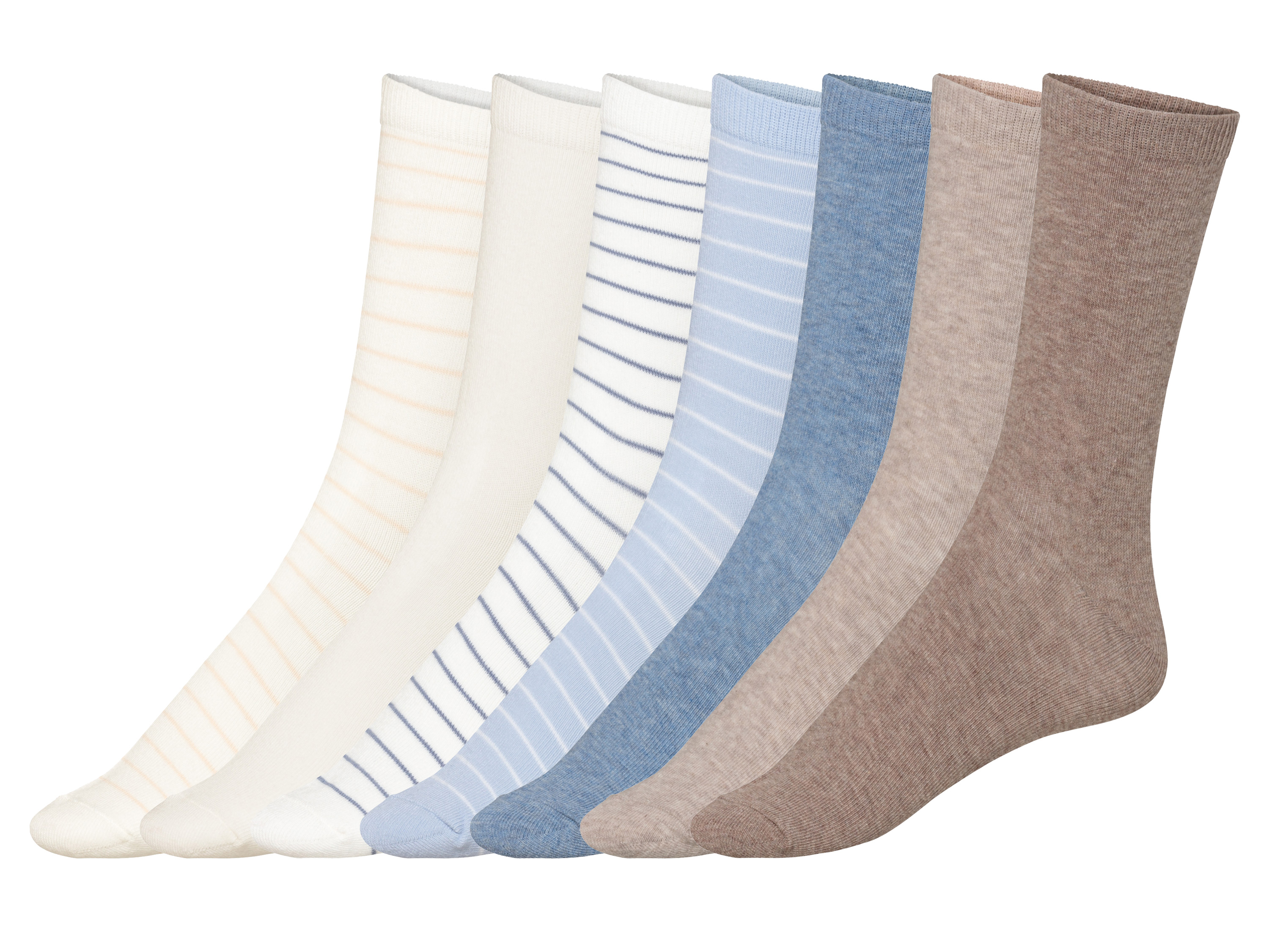 esmara 7 paar dames sokken (35-38, wit/grijs/blauw/bruin/beige)