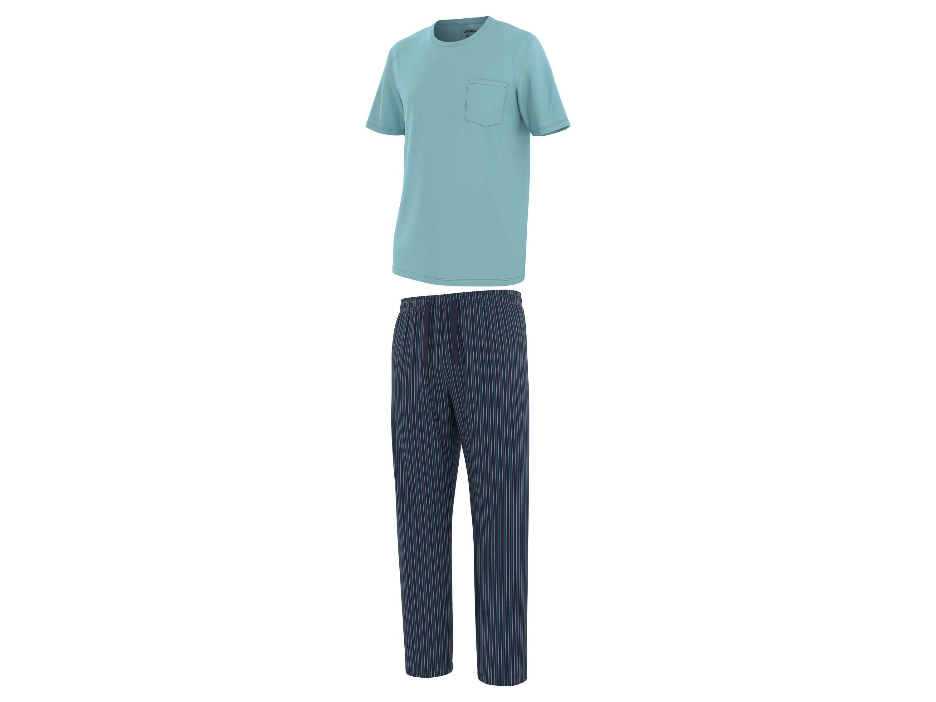 LIVERGY Heren pyjama (strepen/blauw, S (44/46))