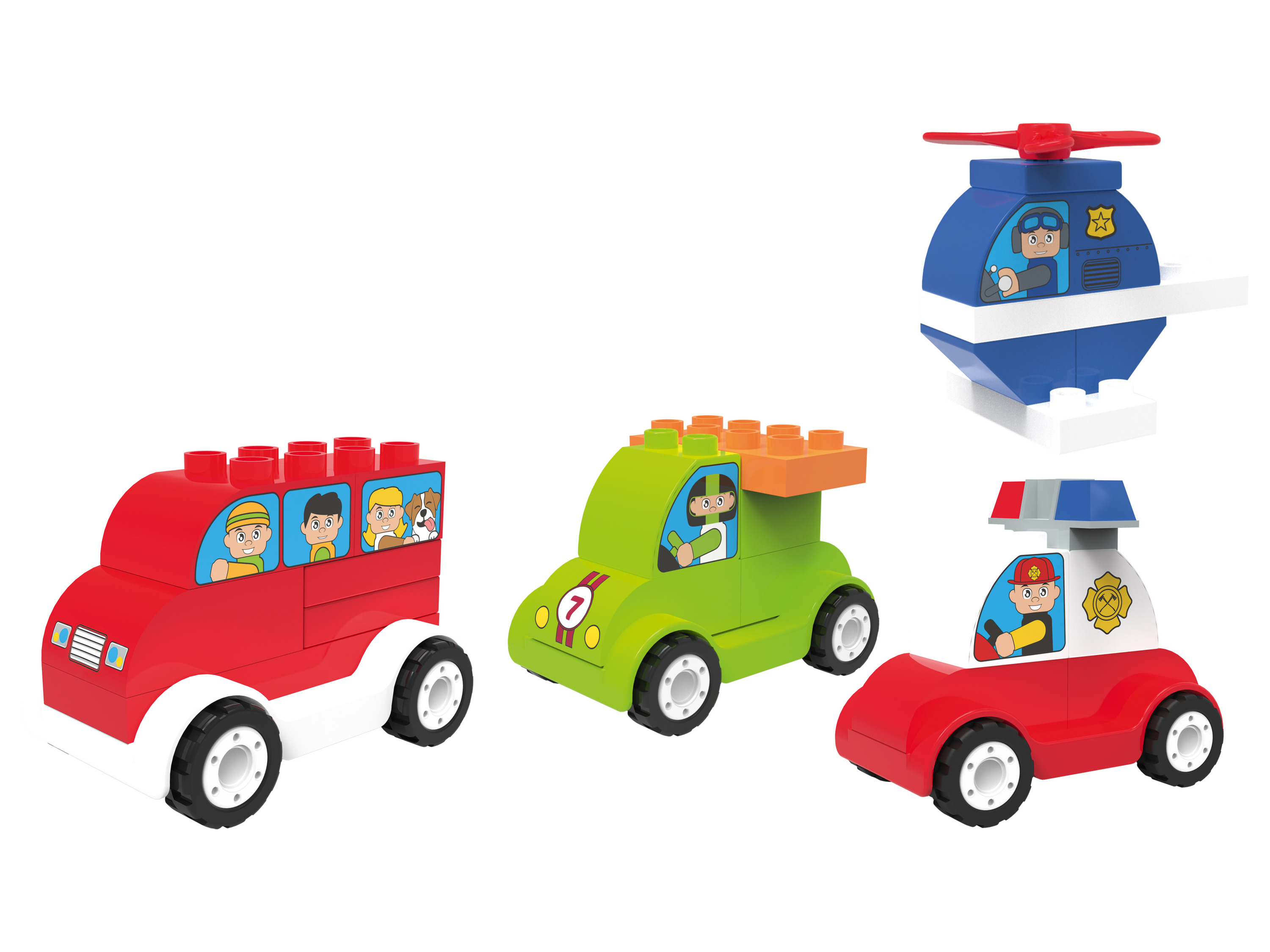 Playtive Clippys Clippys klemstenen diverse sets (Set van 4 voertuigen)