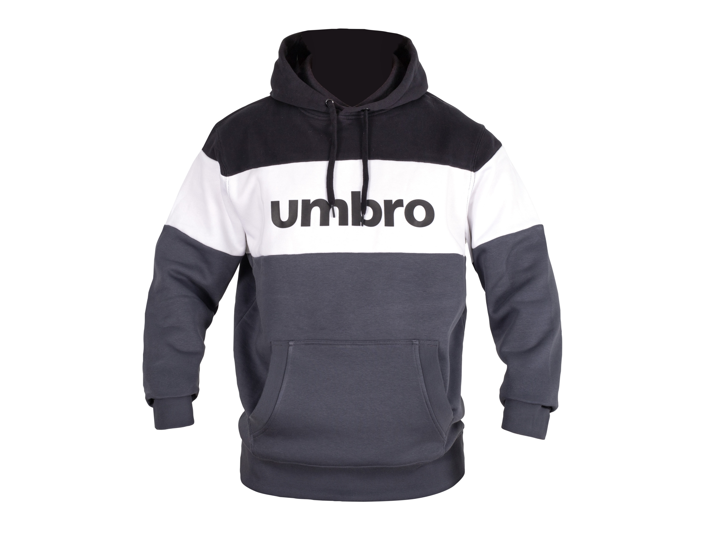 UMBRO Heren hoodie (L, Zwart/wit/donkerblauw)