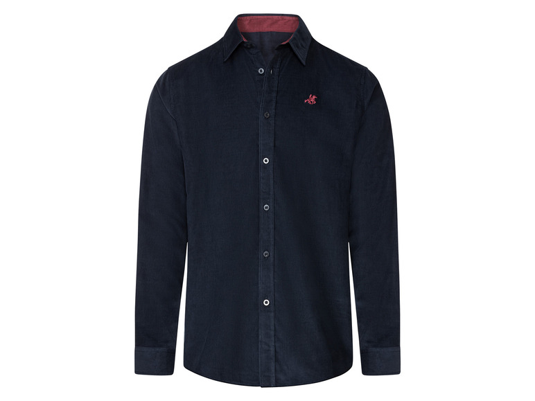 Heren fijn corduroy overhemd (XL (43/44), Marineblauw)
