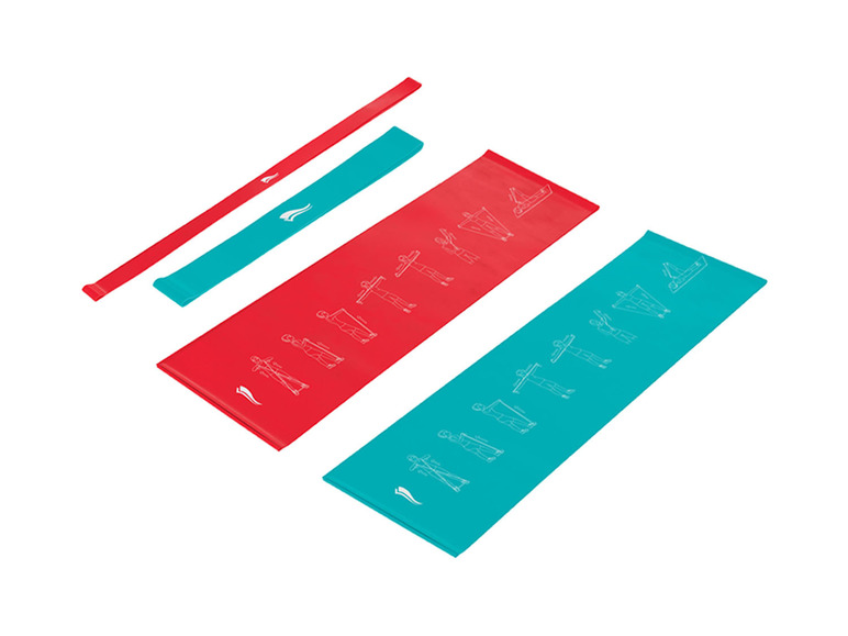 CRIVIT Fitnessbanden, 4-delig (weerstandsband, rood/blauw (licht/medium))