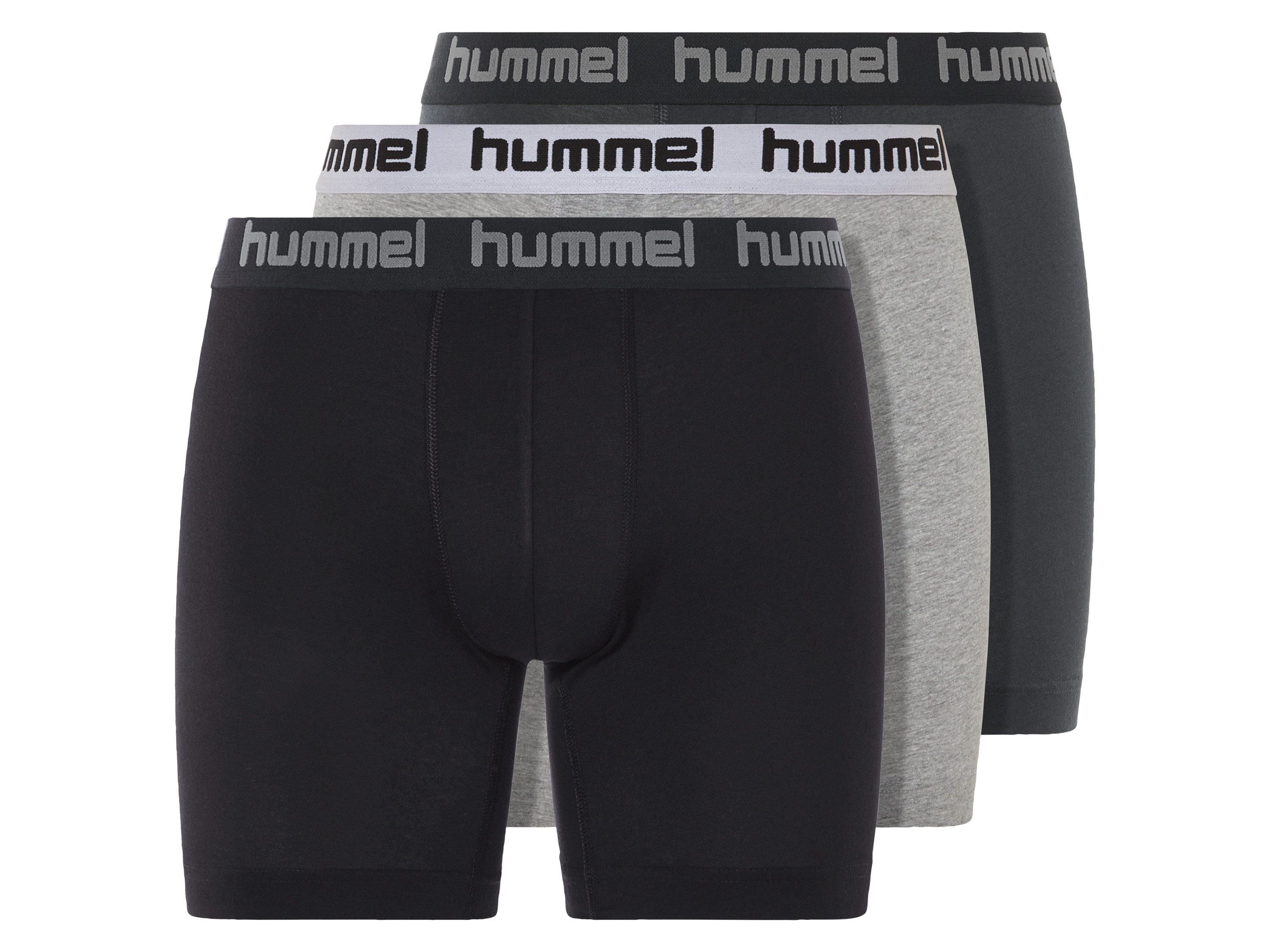 Hummel 3 heren boxers (Zwart/grijs, L)