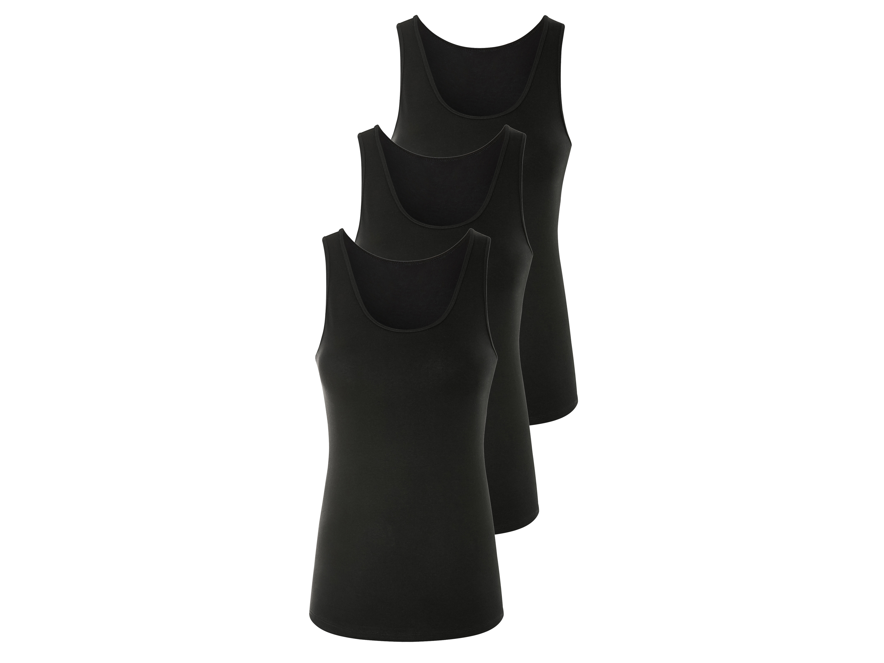 esmara Dames tanktop 3 stuks (L (44-46), Zwart)