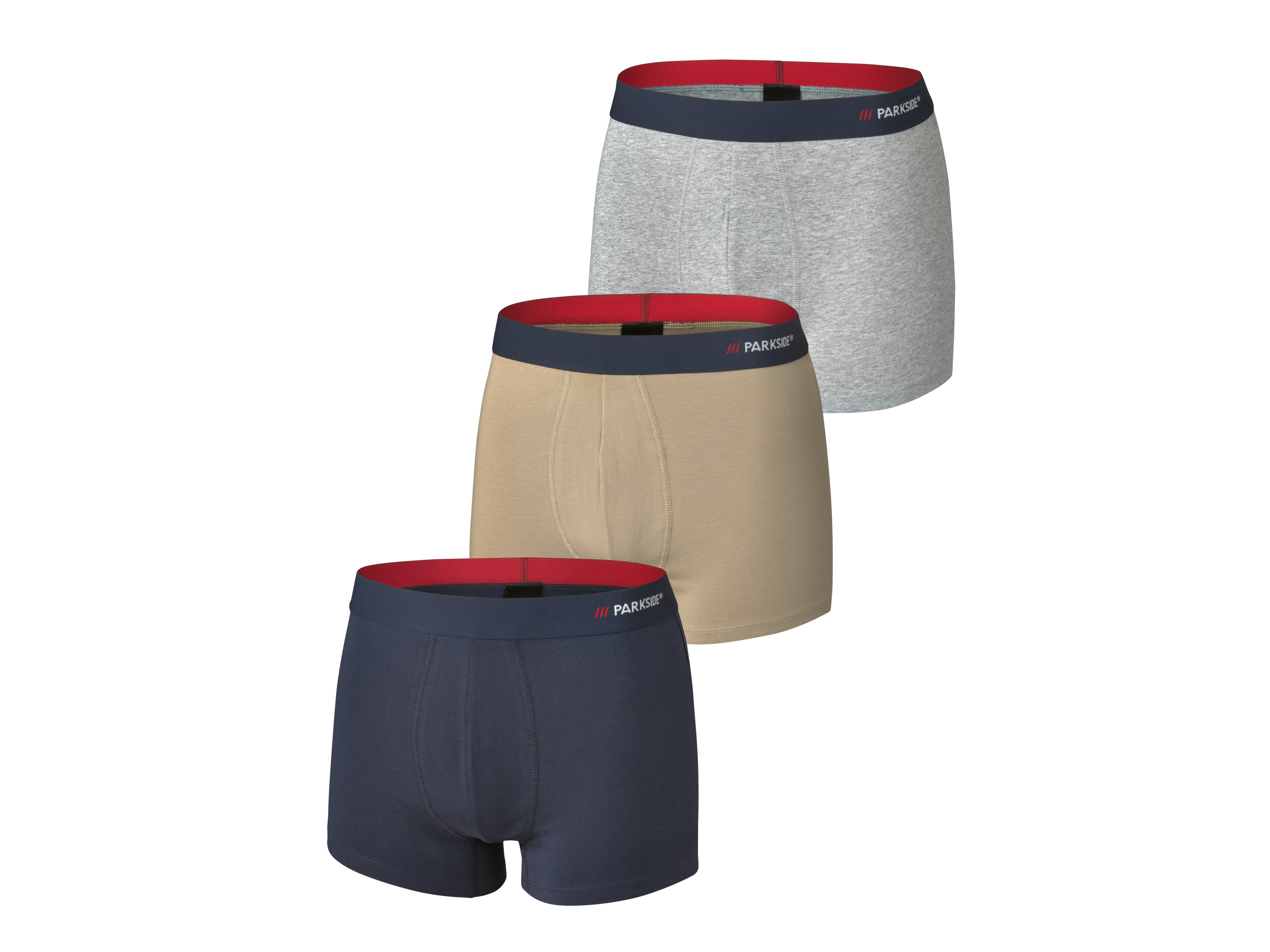 PARKSIDE 3 heren boxers (S, marineblauw/beige/grijs)