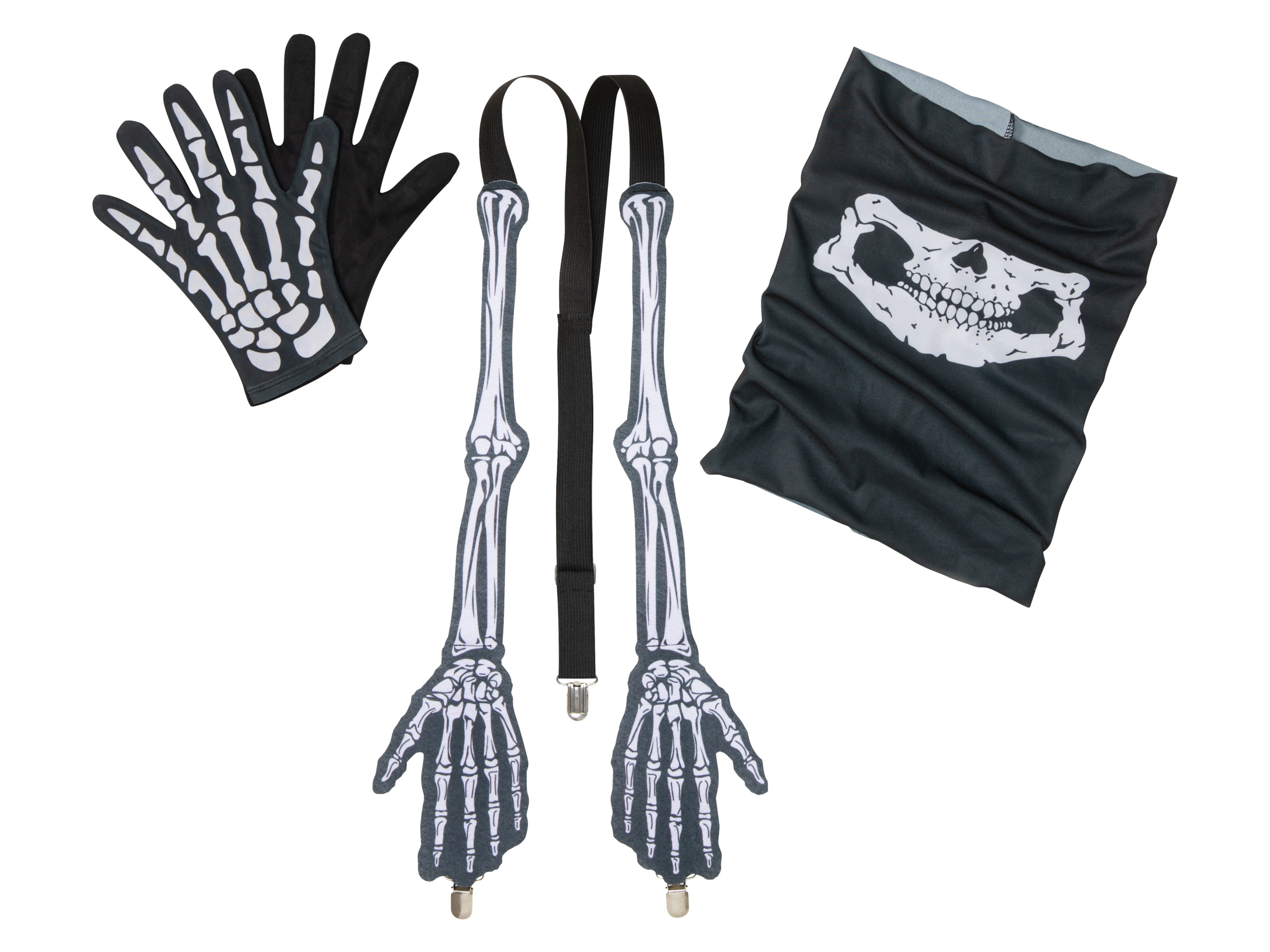 Halloween-accessoires voor dames/heren, zwart (Skelet)