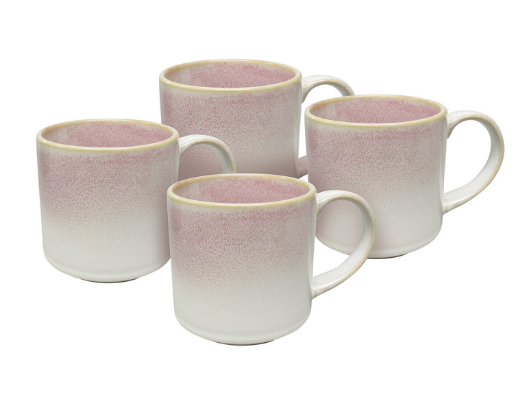 vanWell Koffiemok set van 4 42cl met kleurglazuu (Roze)